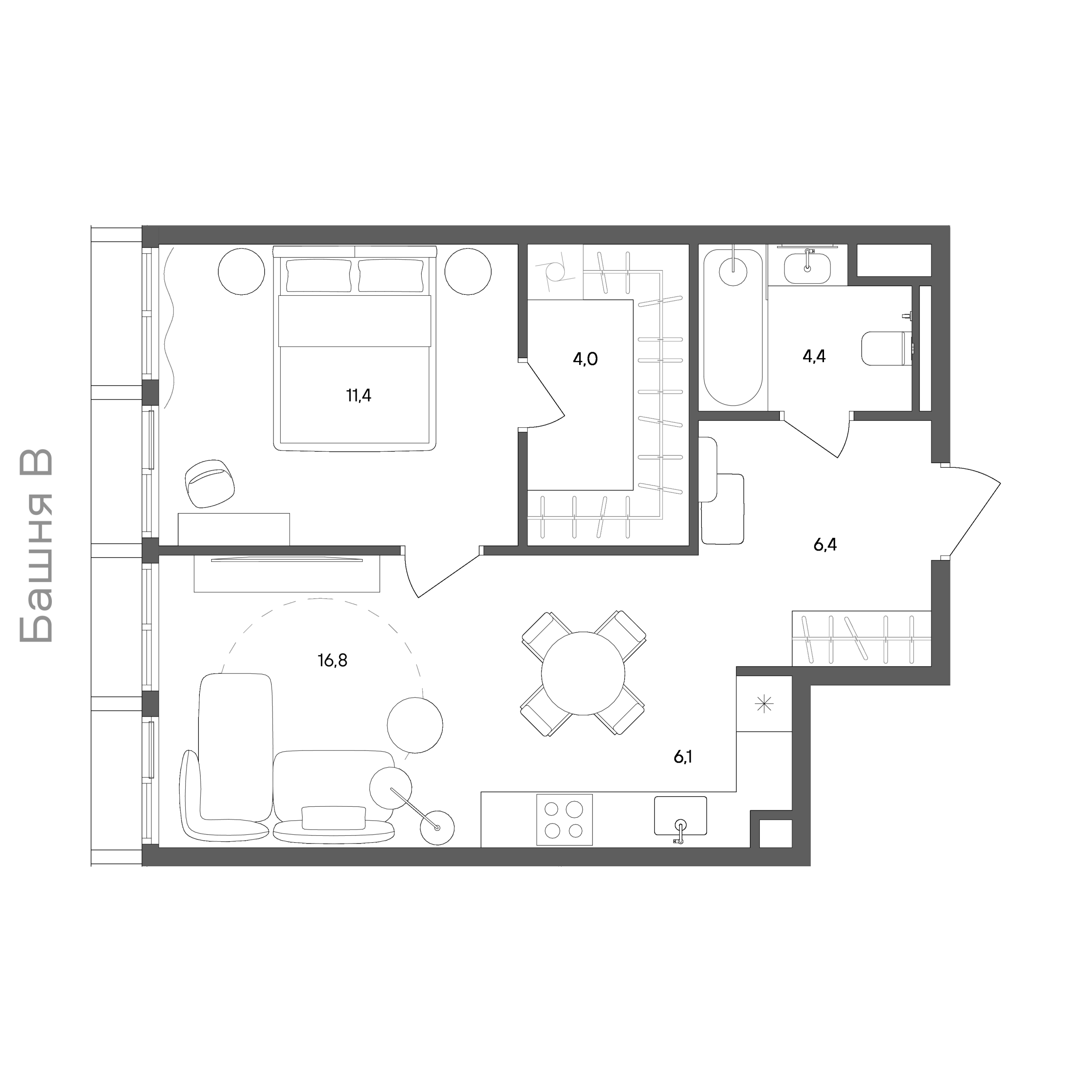 Официальная схема СТОУН Сокольники, 49,1 м²