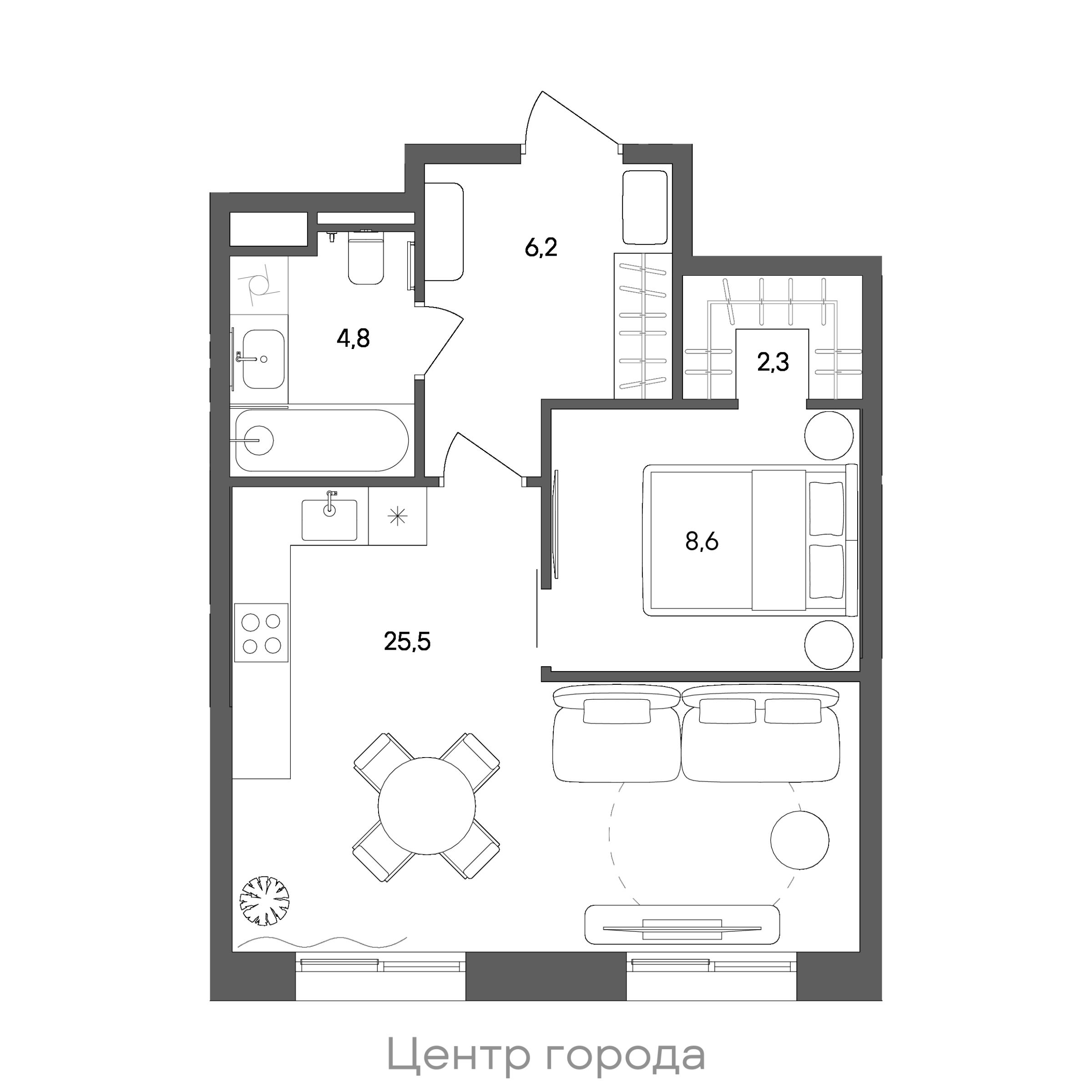 Официальная схема СТОУН Сокольники, 46,9 м²