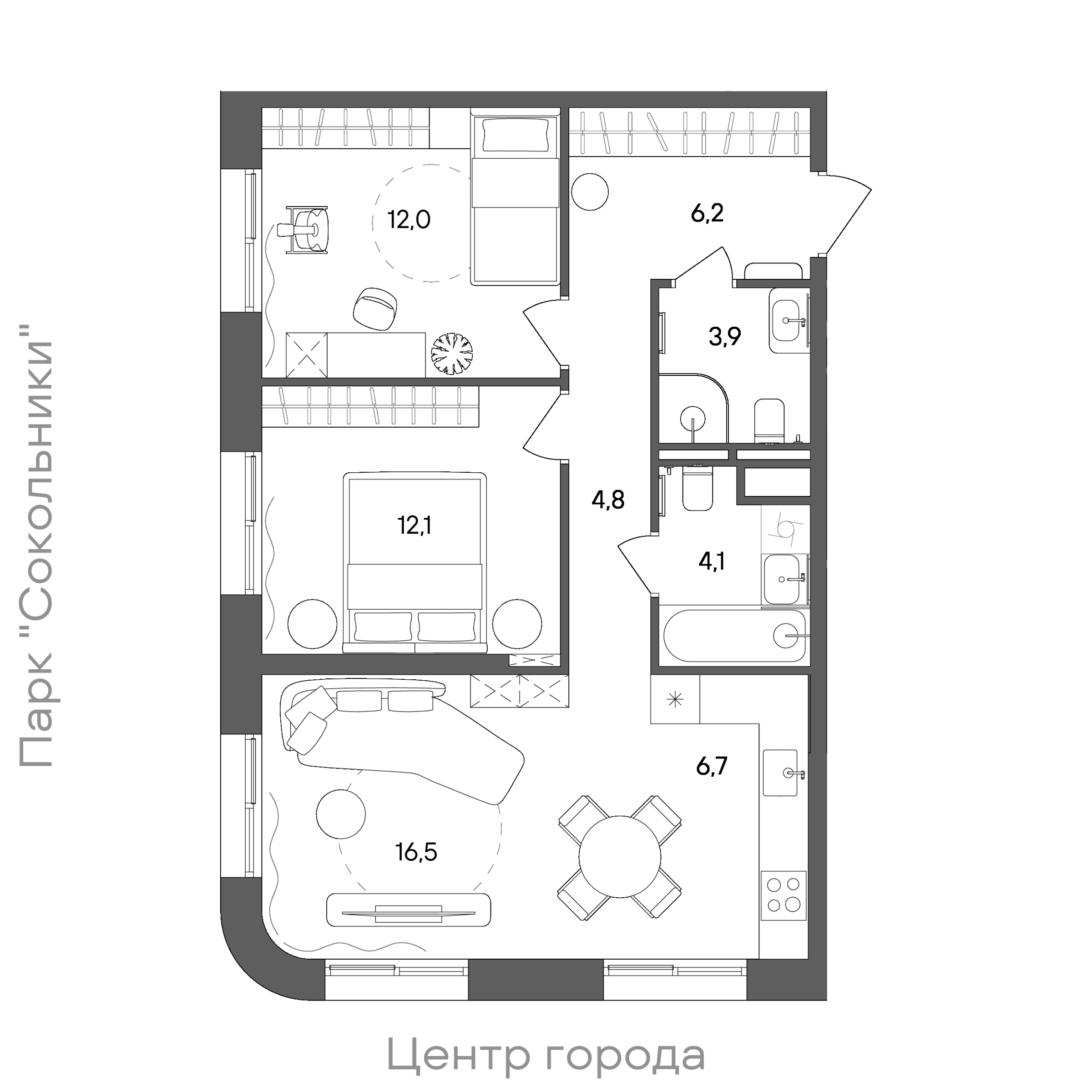 Официальная схема СТОУН Сокольники, 66,3 м²