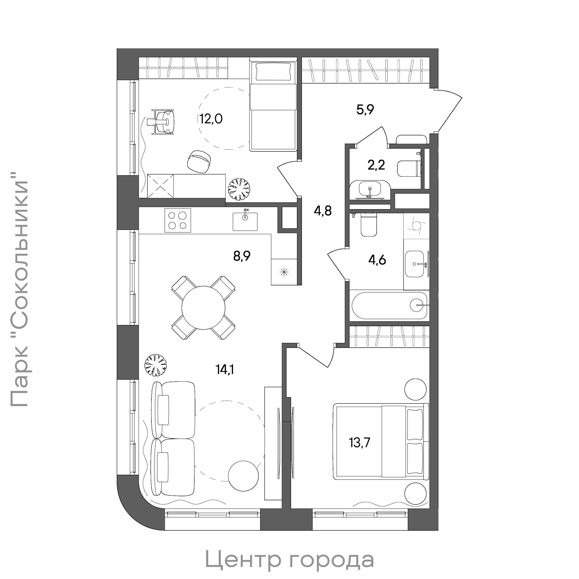 Официальная схема СТОУН Сокольники, 66,2 м²