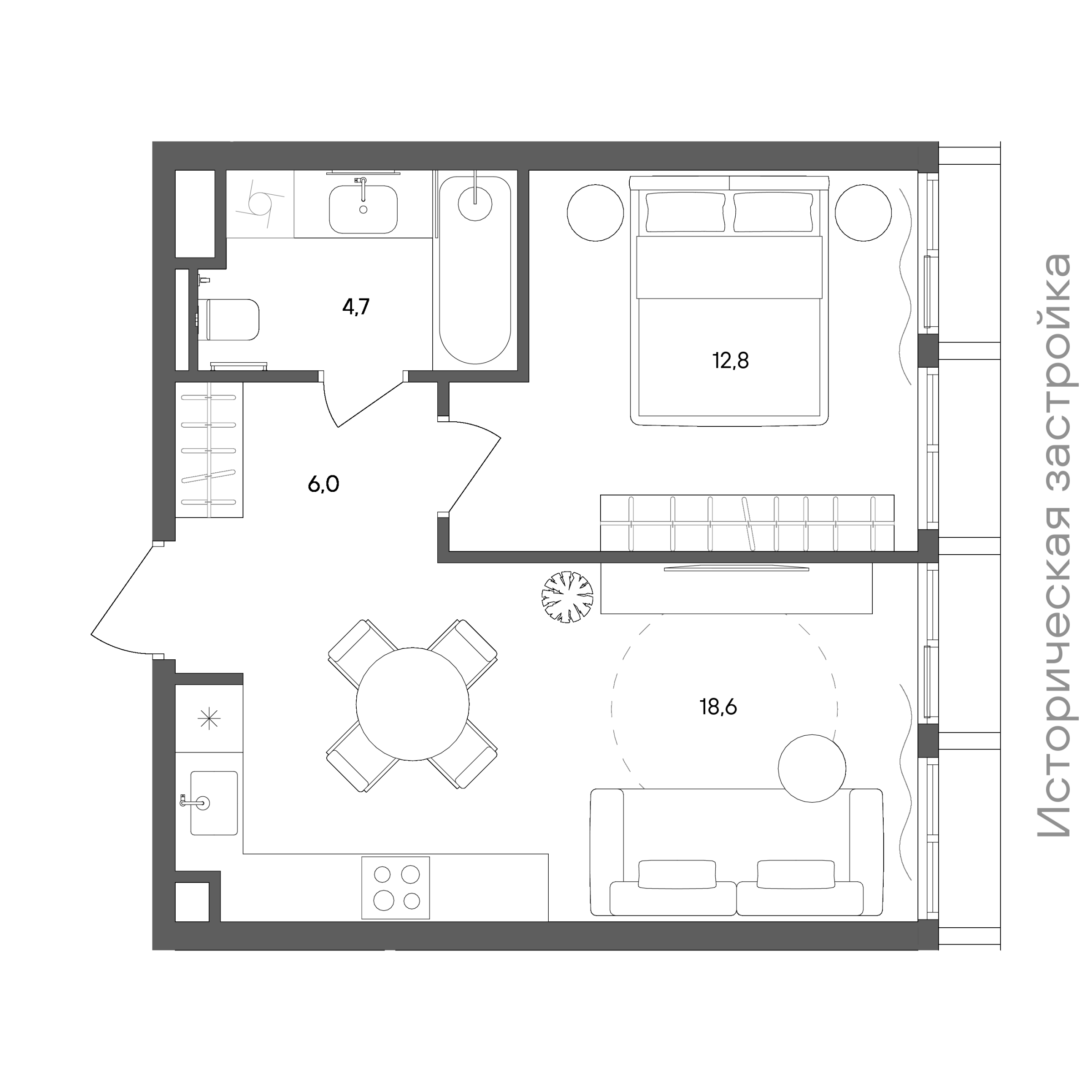 Официальная схема СТОУН Сокольники, 42,1 м²