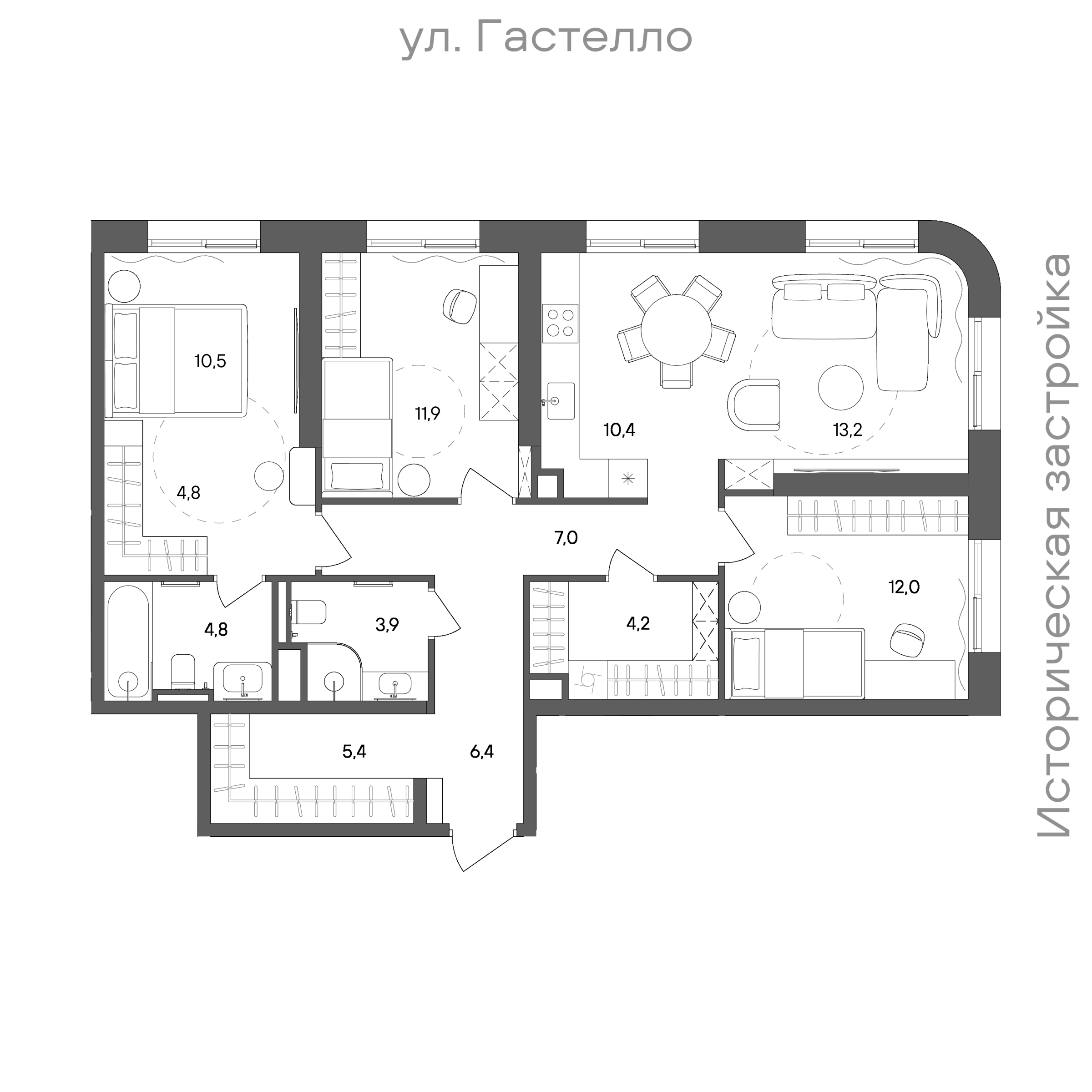 Официальная схема СТОУН Сокольники, 94,5 м²