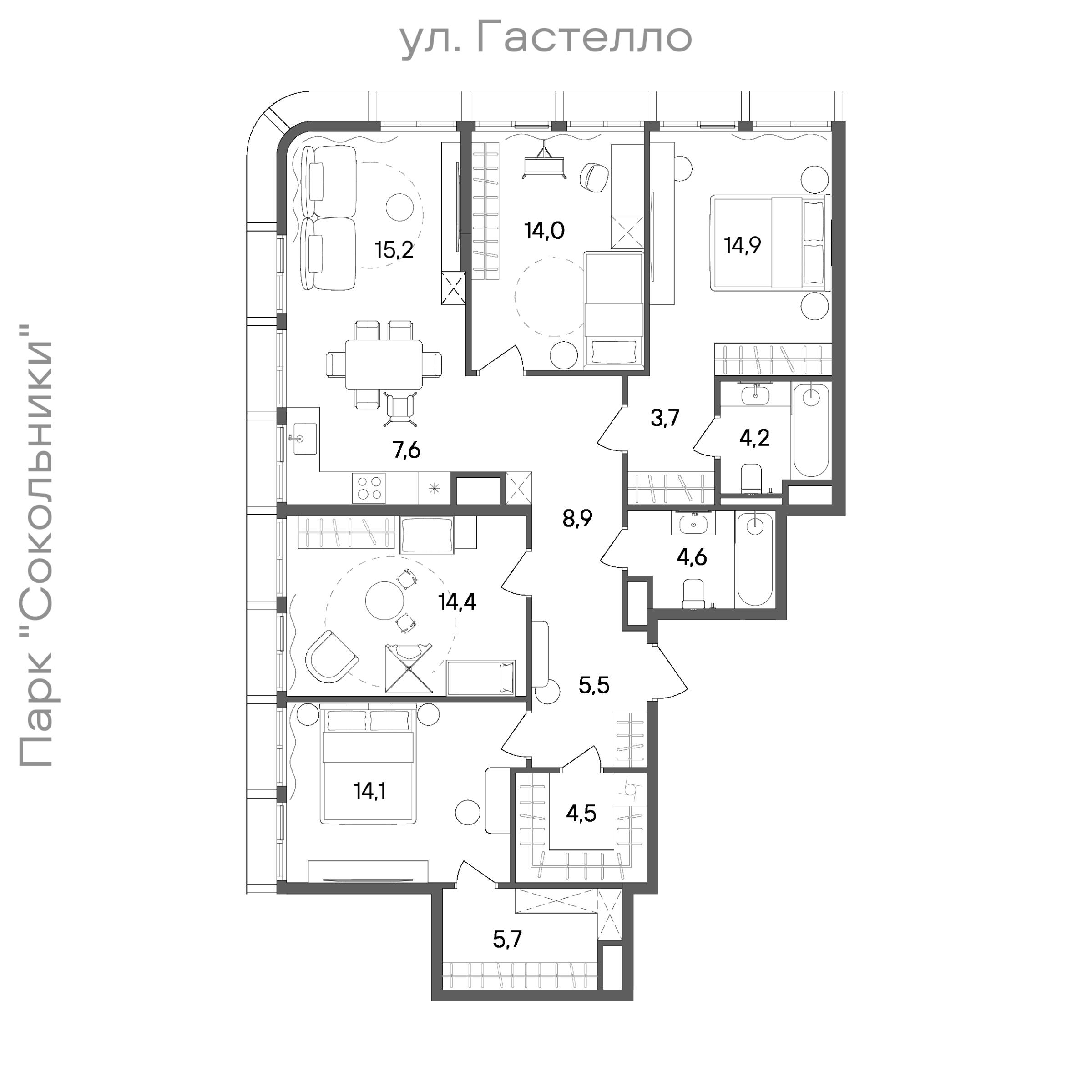 Официальная схема СТОУН Сокольники, 117,3 м²
