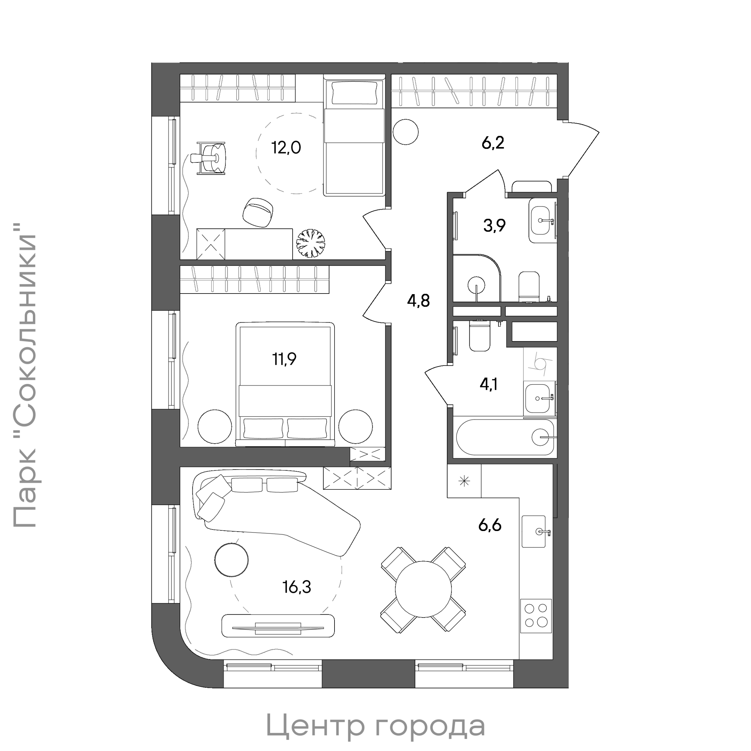 Официальная схема СТОУН Сокольники, 65,8 м²