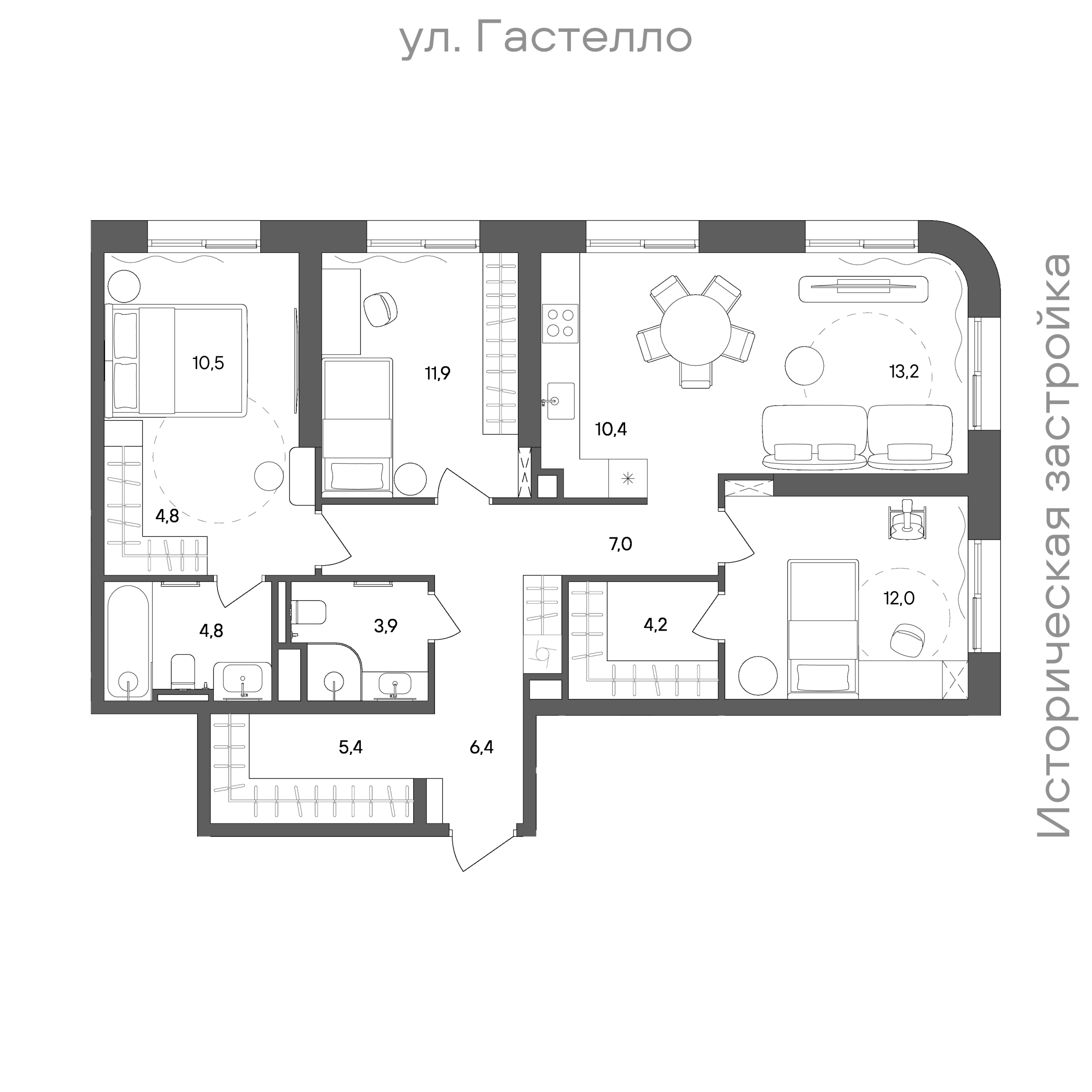 Официальная схема СТОУН Сокольники, 94,5 м²
