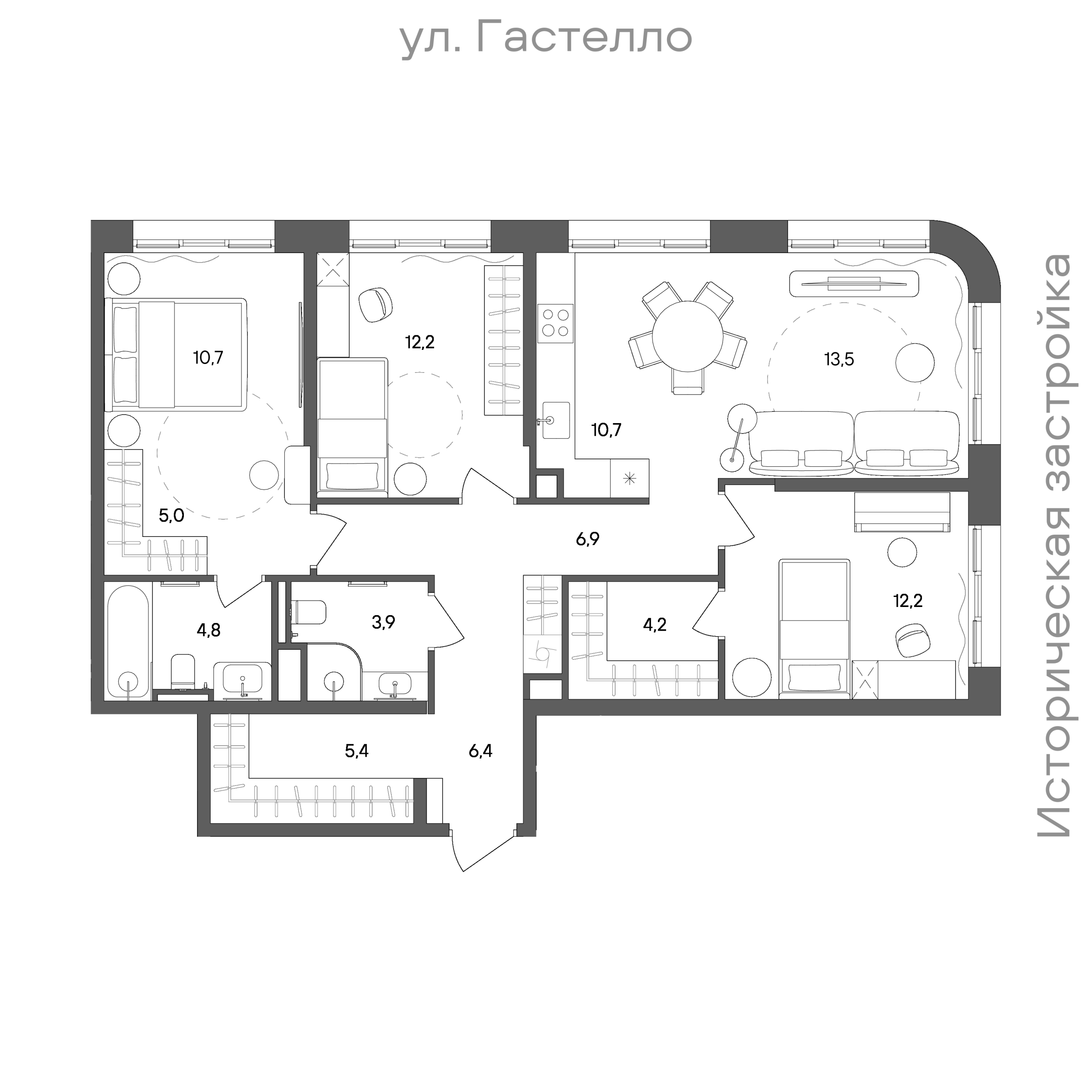 Официальная схема СТОУН Сокольники, 95,9 м²
