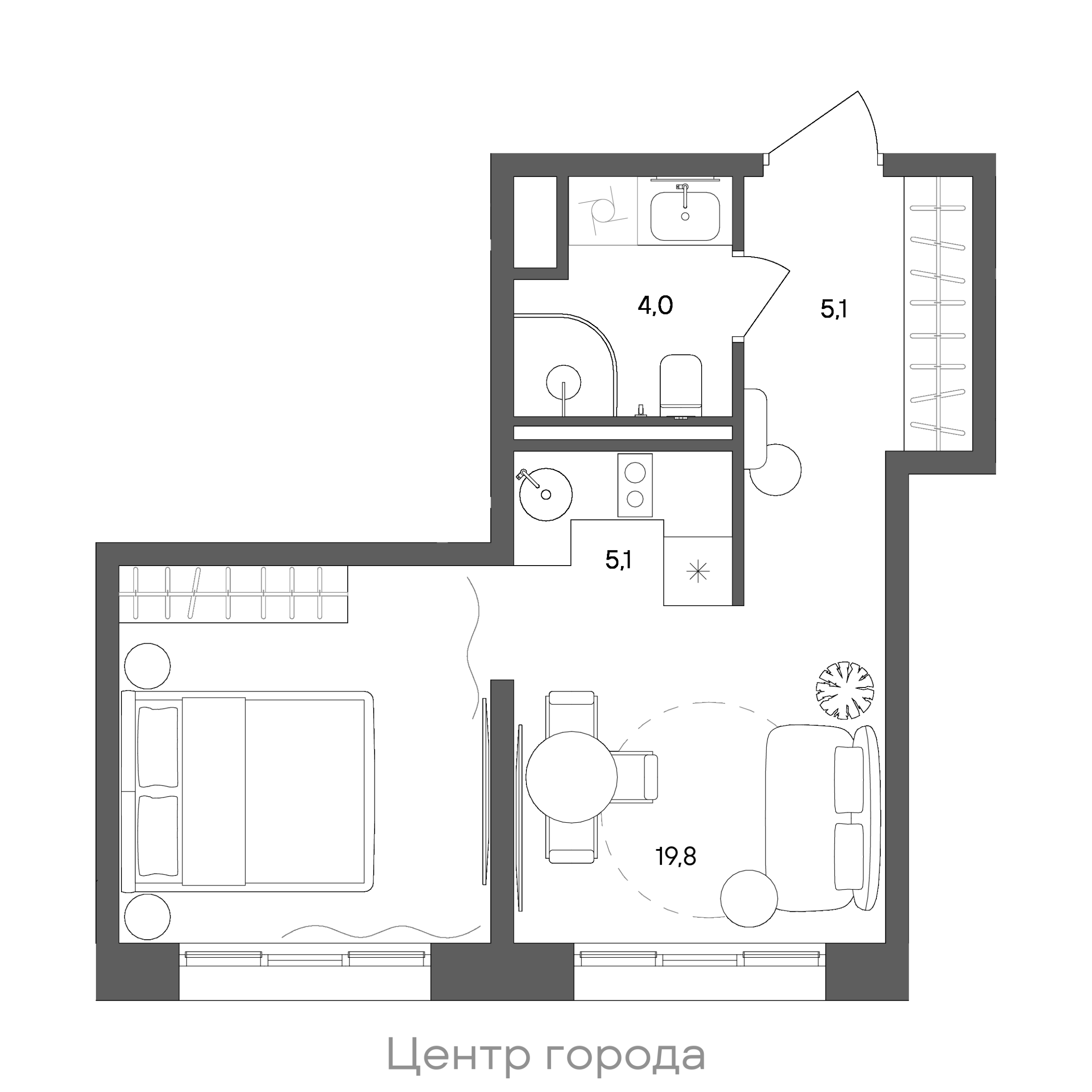 Официальная схема СТОУН Сокольники, 34 м²