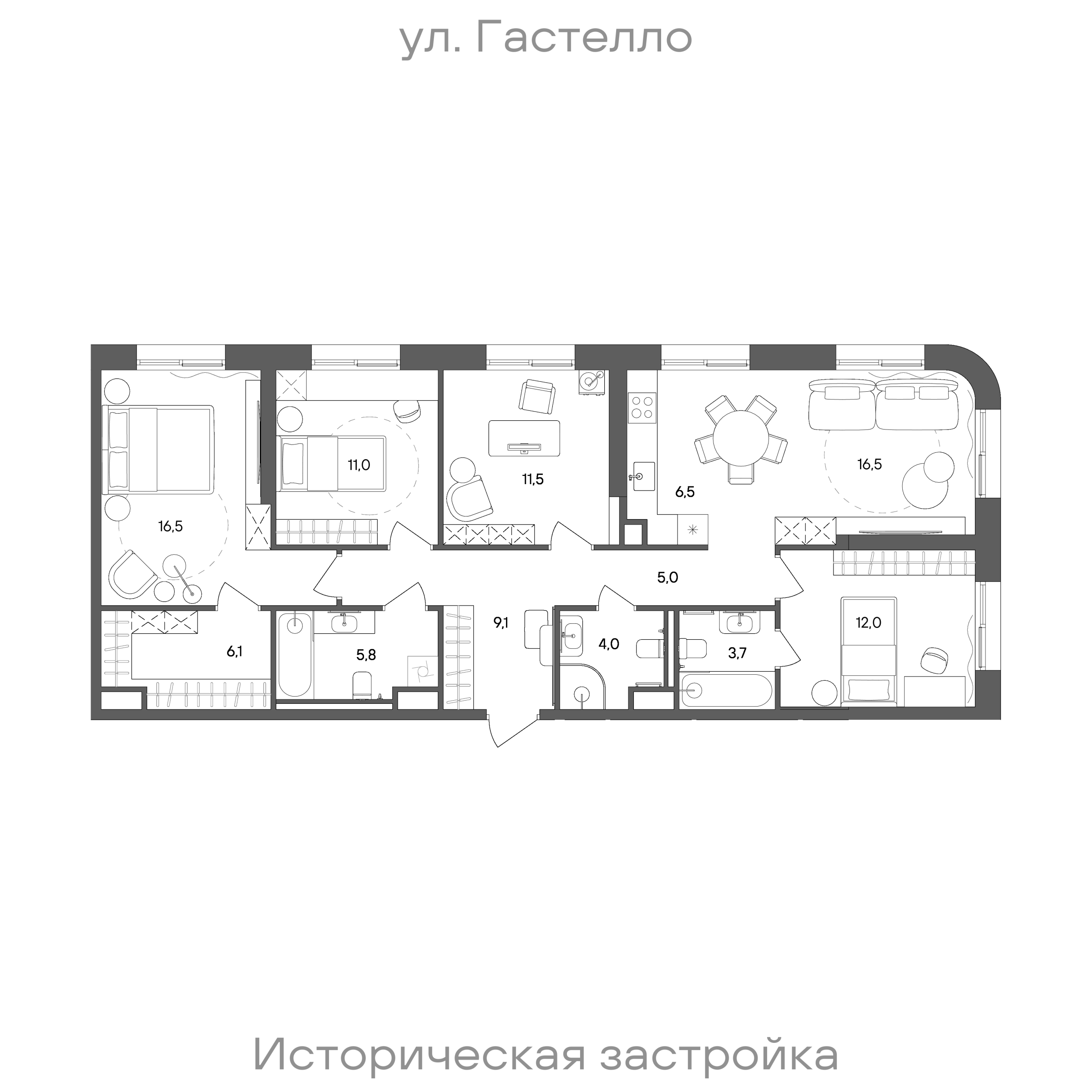 Официальная схема СТОУН Сокольники, 107,7 м²