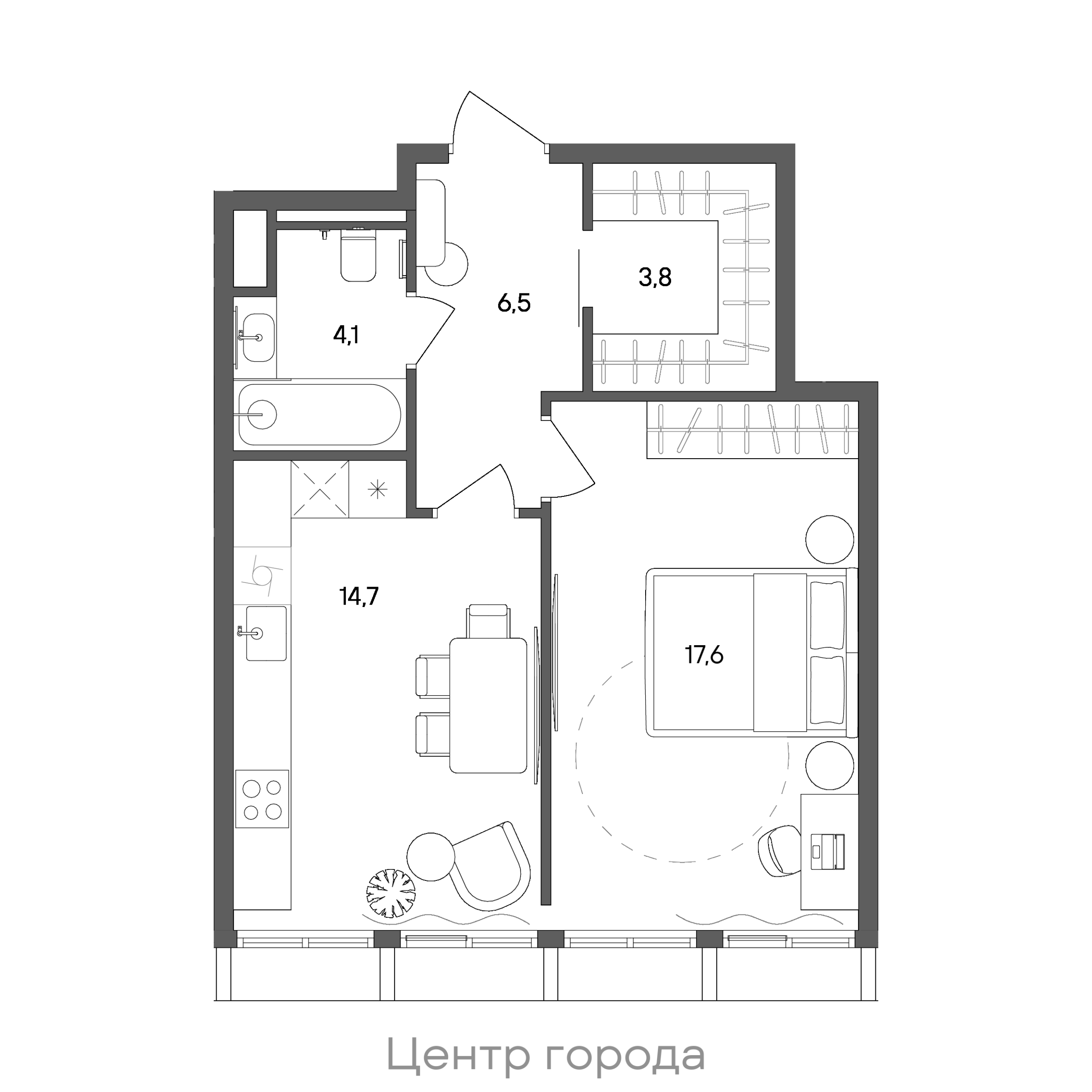 Официальная схема СТОУН Сокольники, 46,7 м²
