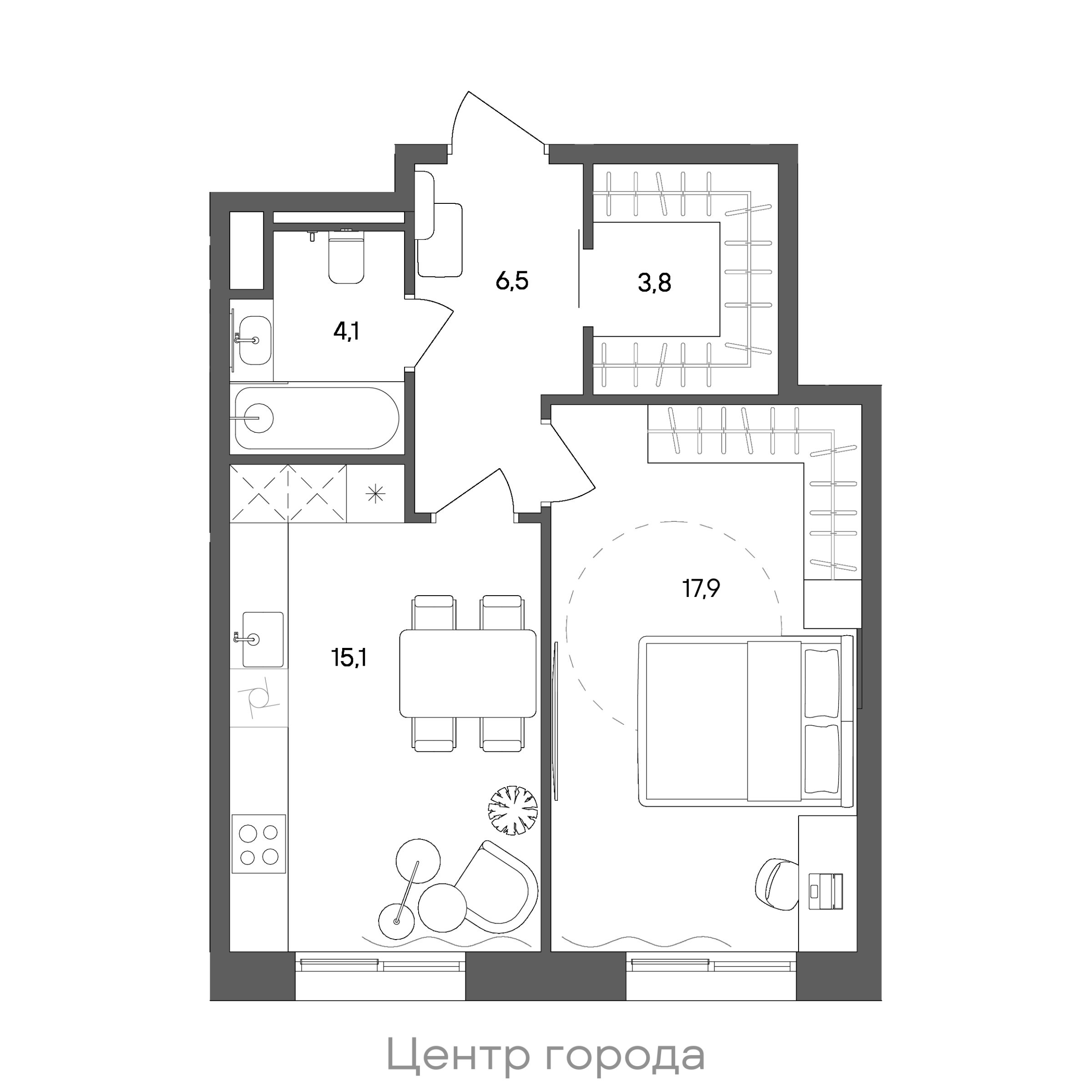 Официальная схема СТОУН Сокольники, 47,4 м²