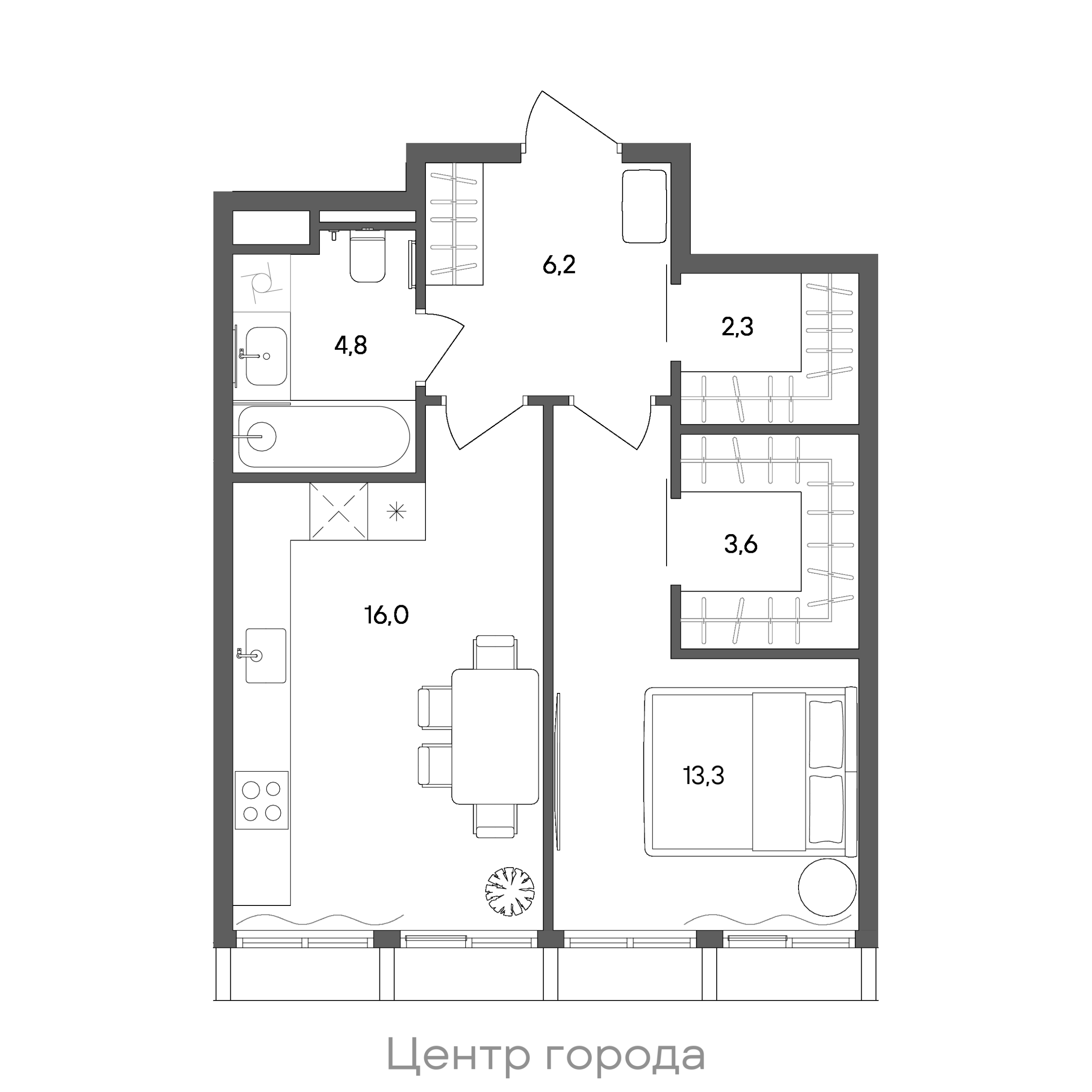 Официальная схема СТОУН Сокольники, 46,2 м²