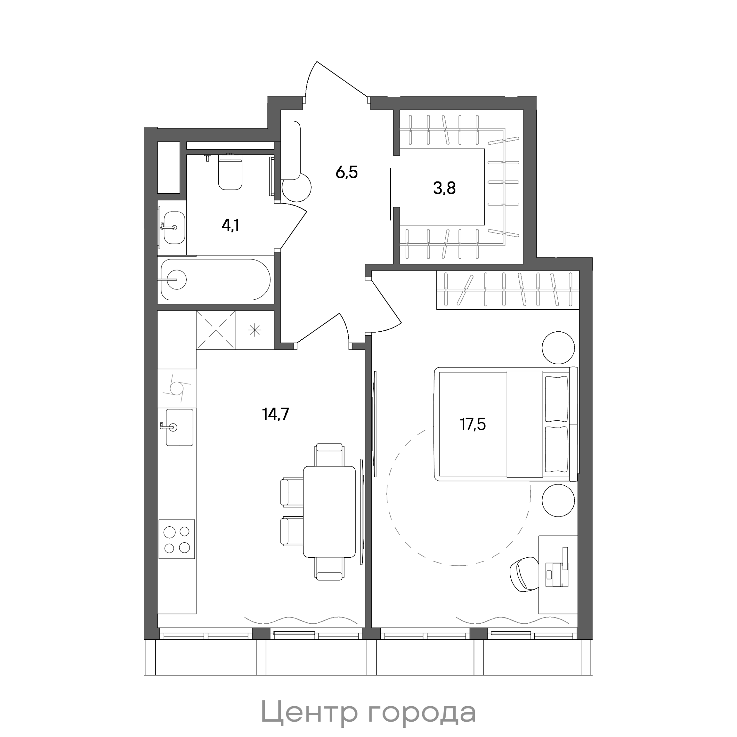 Официальная схема СТОУН Сокольники, 46,6 м²