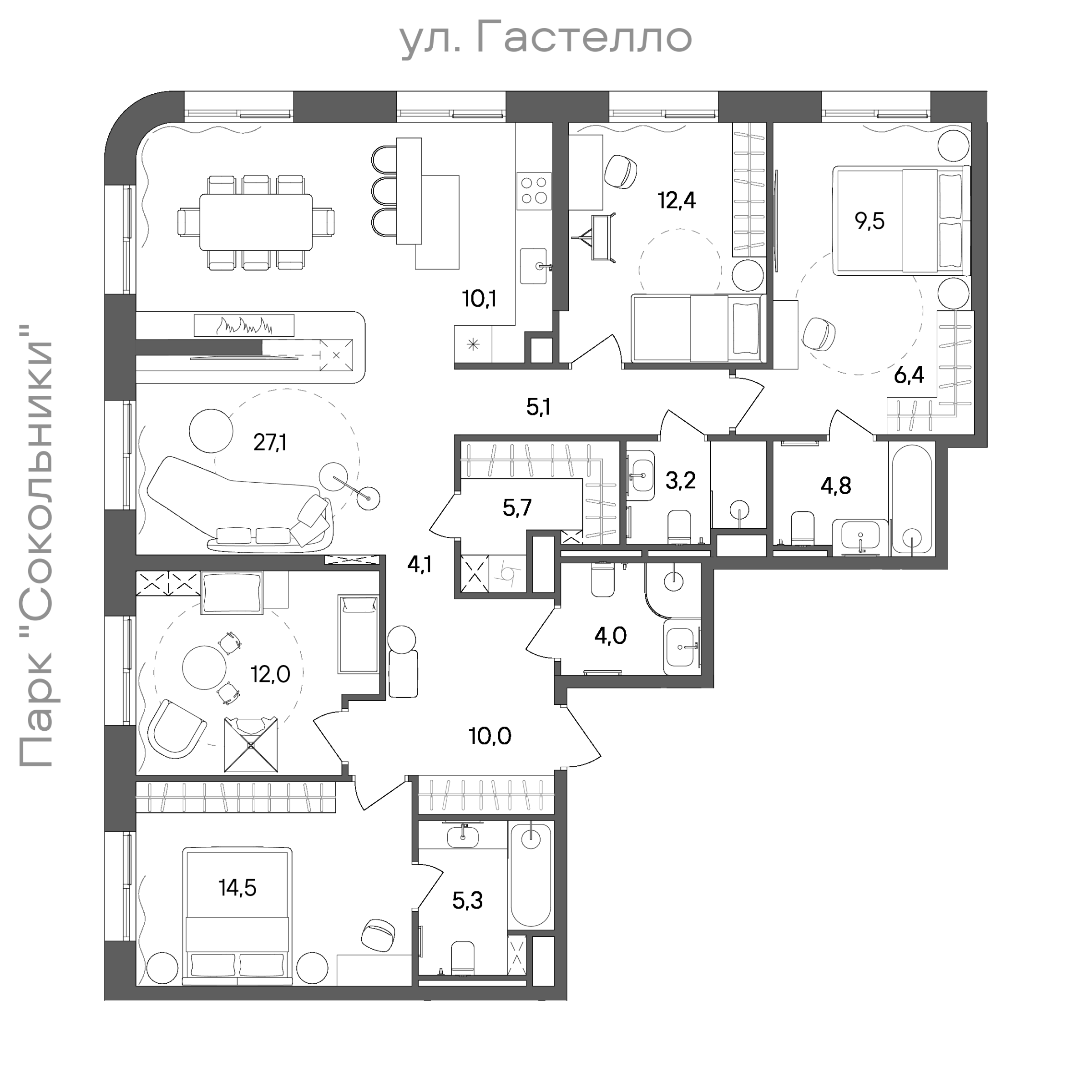 Официальная схема СТОУН Сокольники, 134,2 м²