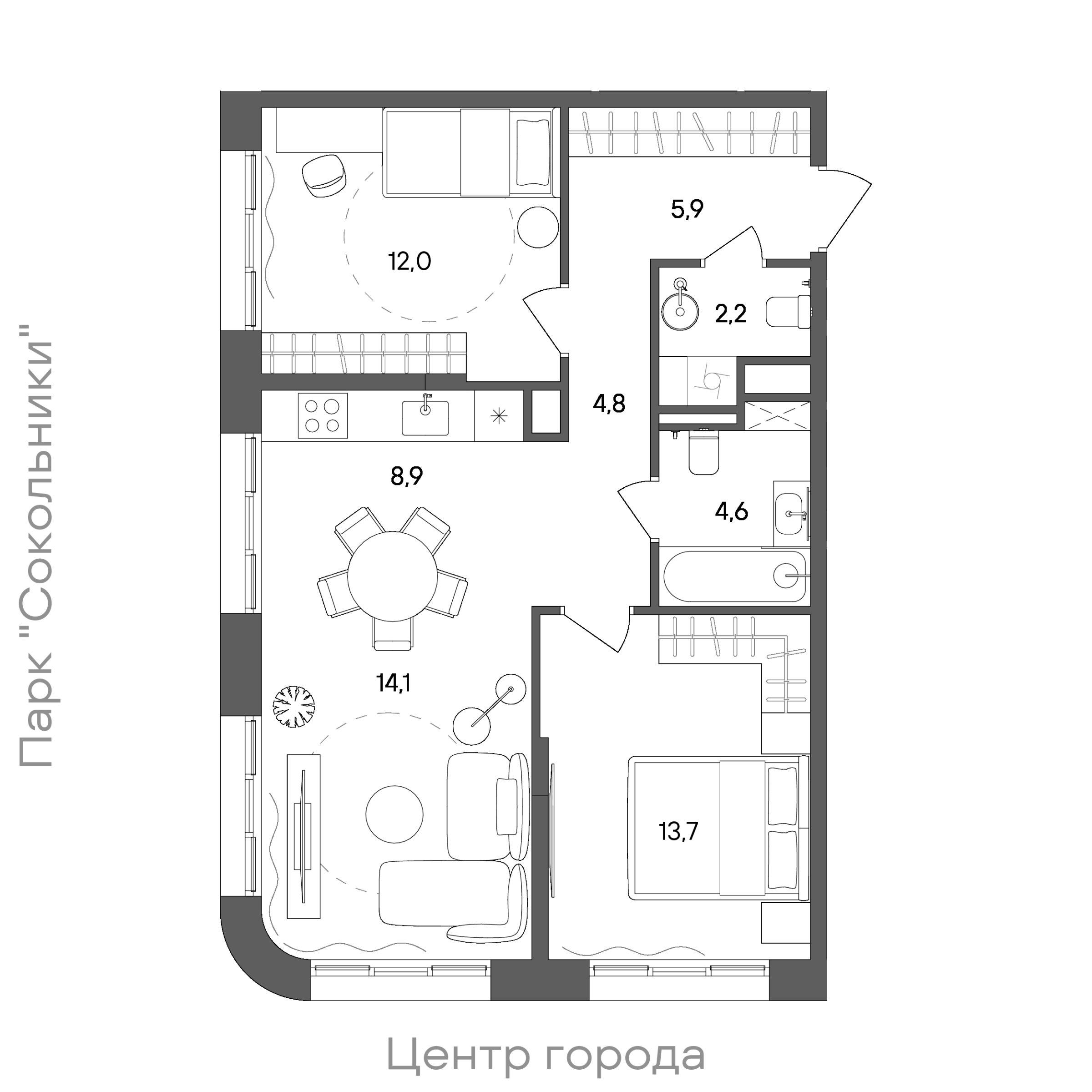 Официальная схема СТОУН Сокольники, 66,2 м²