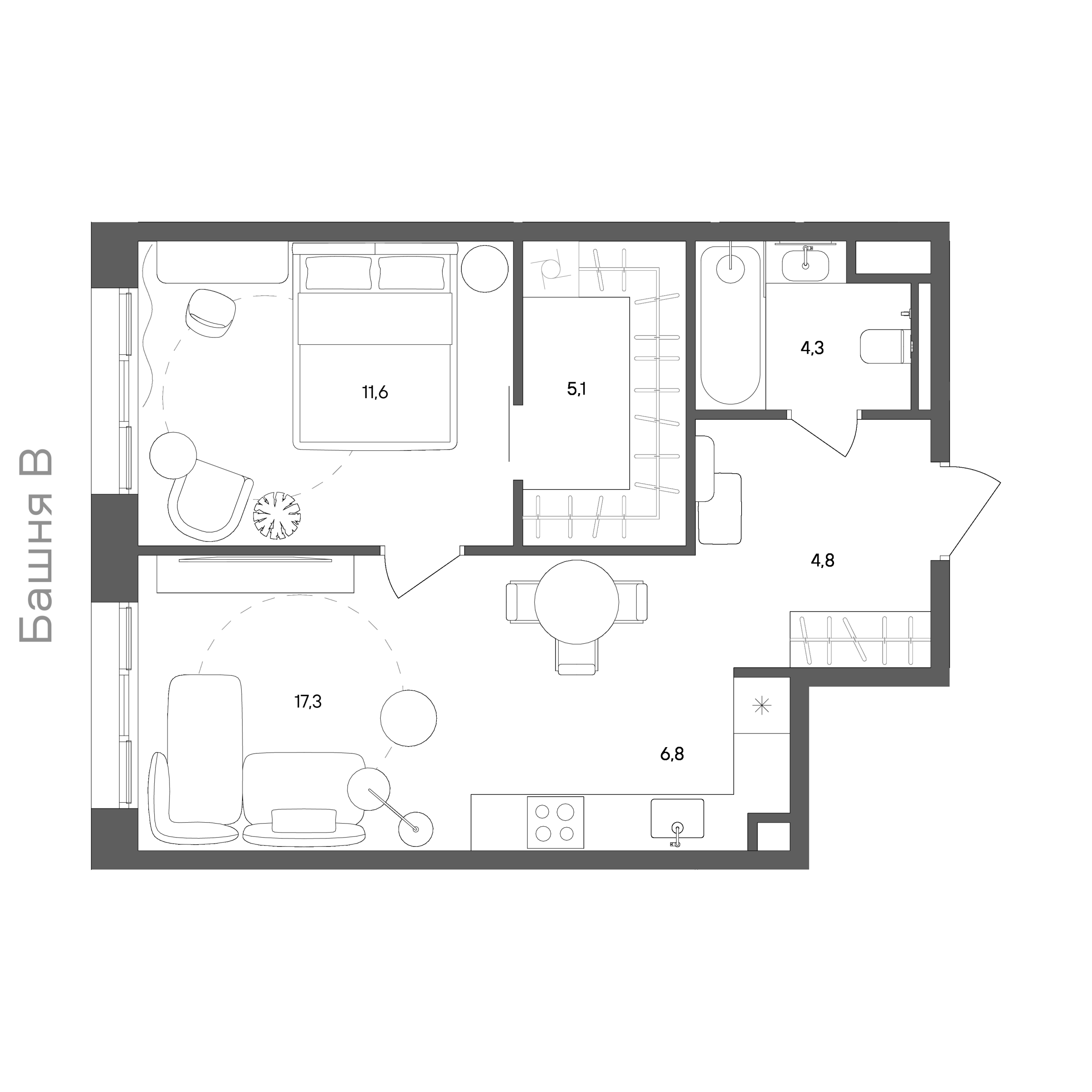 Официальная схема СТОУН Сокольники, 49,9 м²