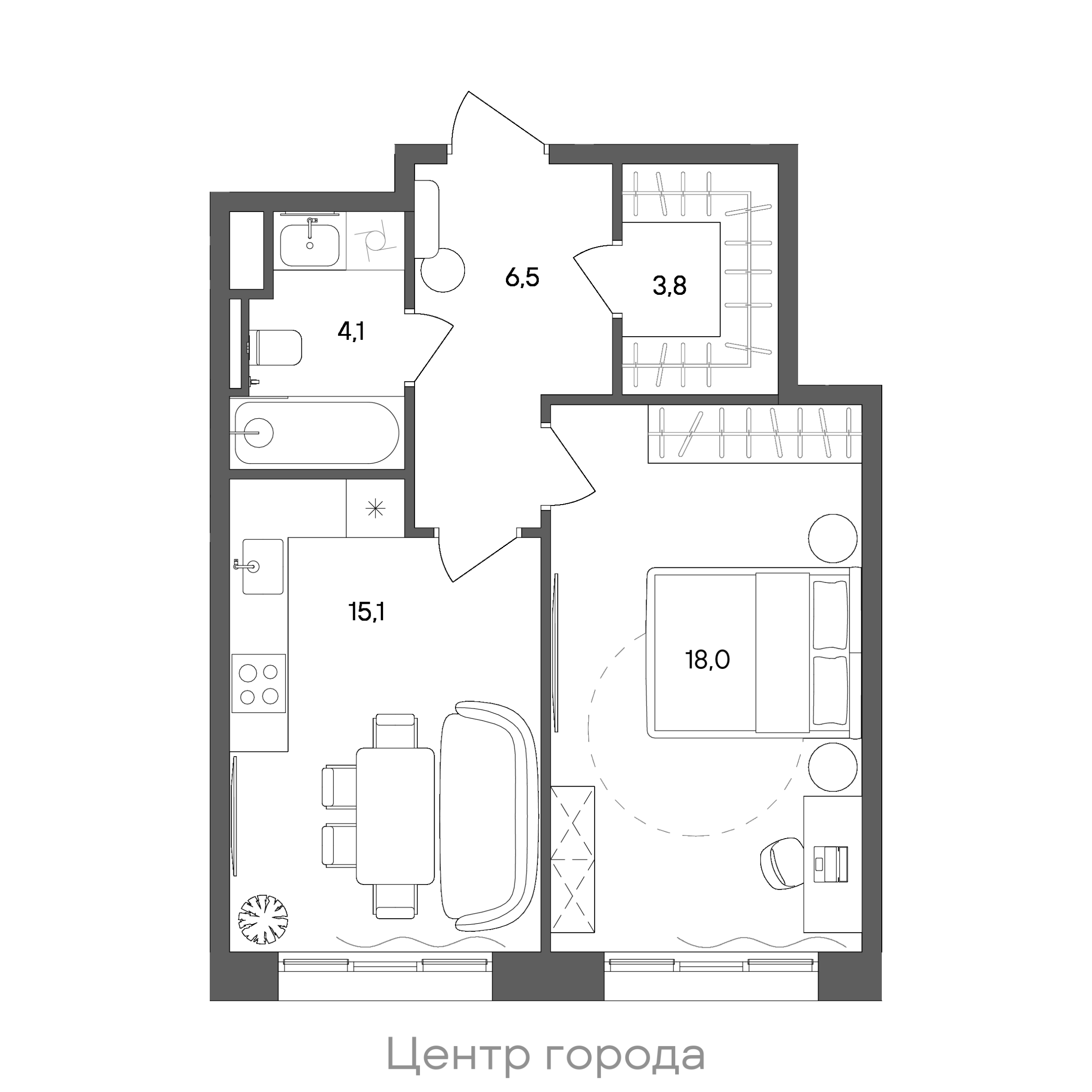Официальная схема СТОУН Сокольники, 47,5 м²