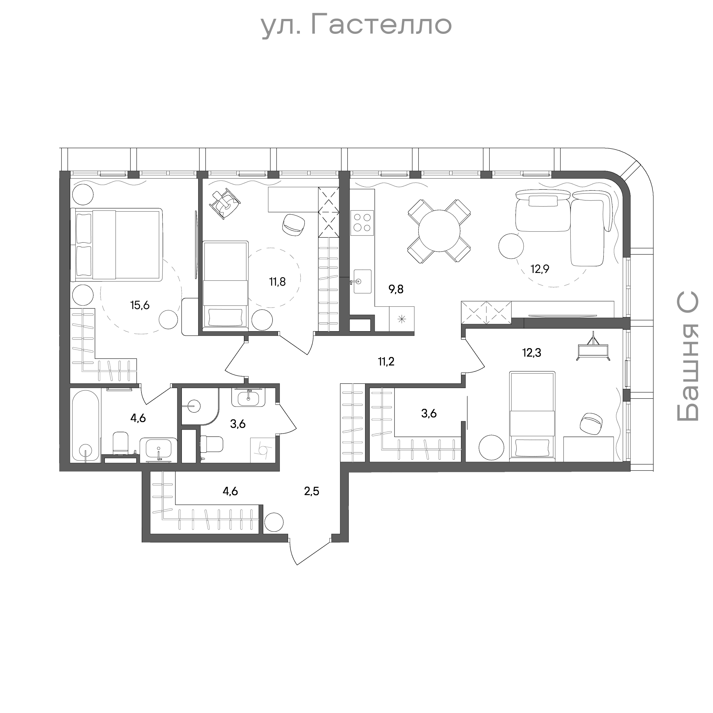 Официальная схема СТОУН Сокольники, 92,5 м²