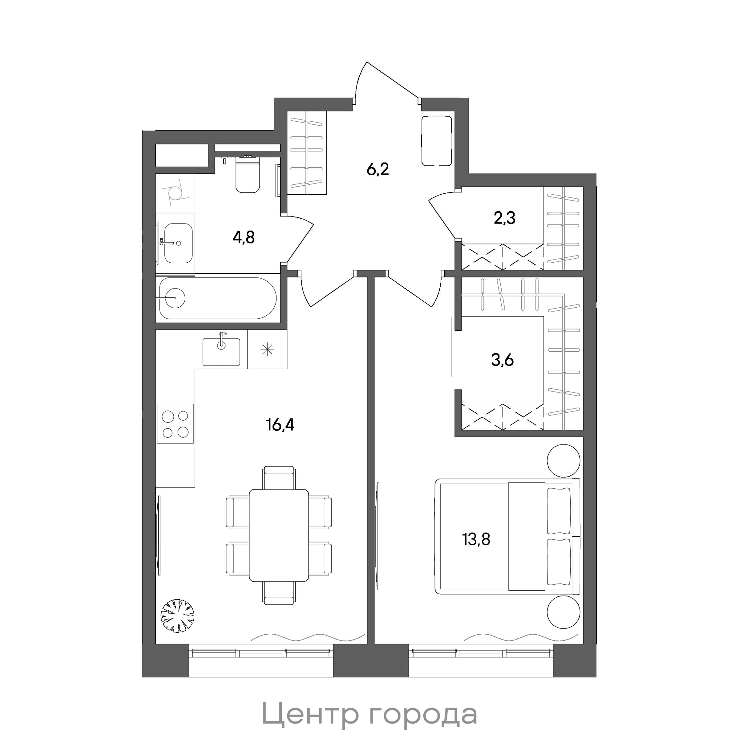 Официальная схема СТОУН Сокольники, 47,1 м²
