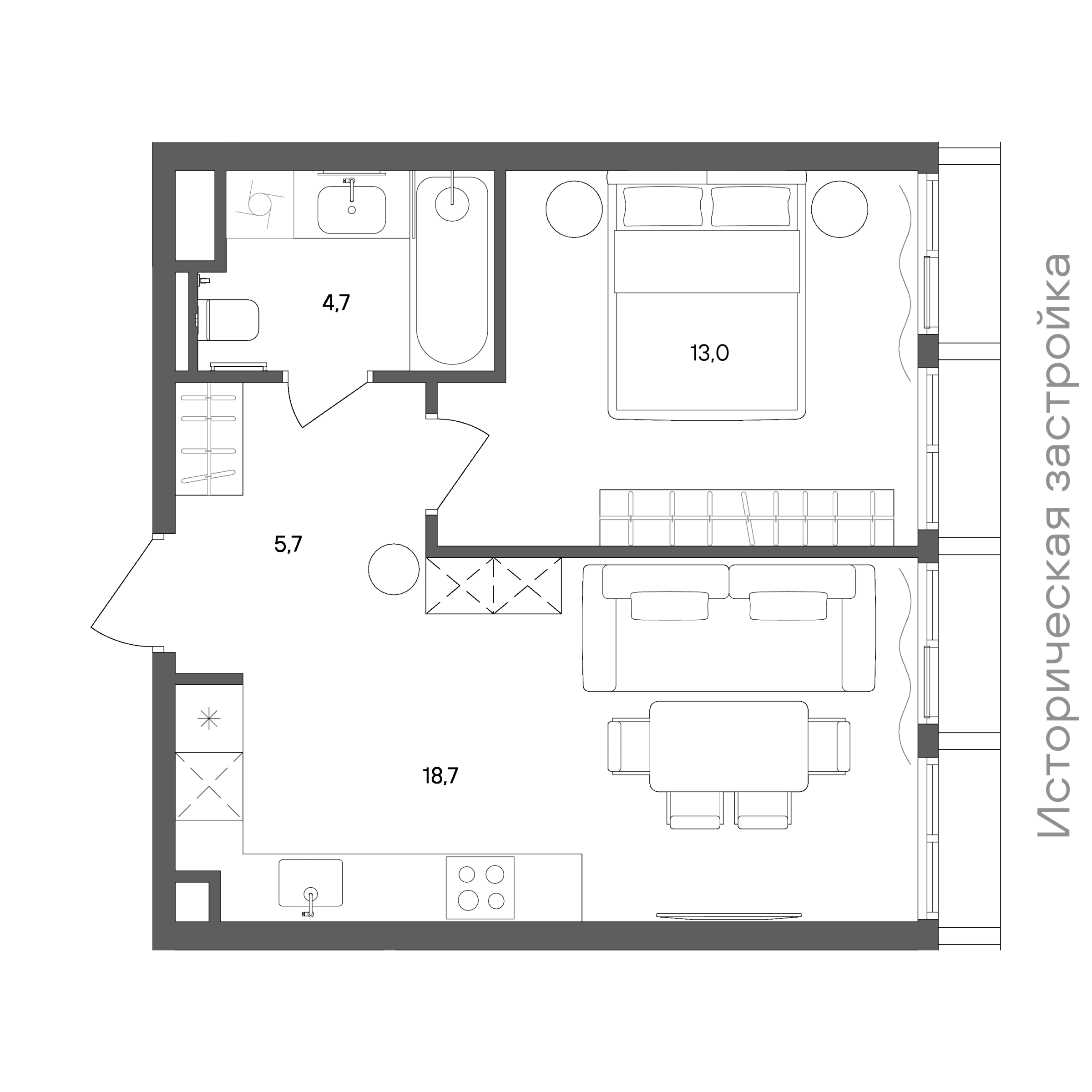Официальная схема СТОУН Сокольники, 42,1 м²