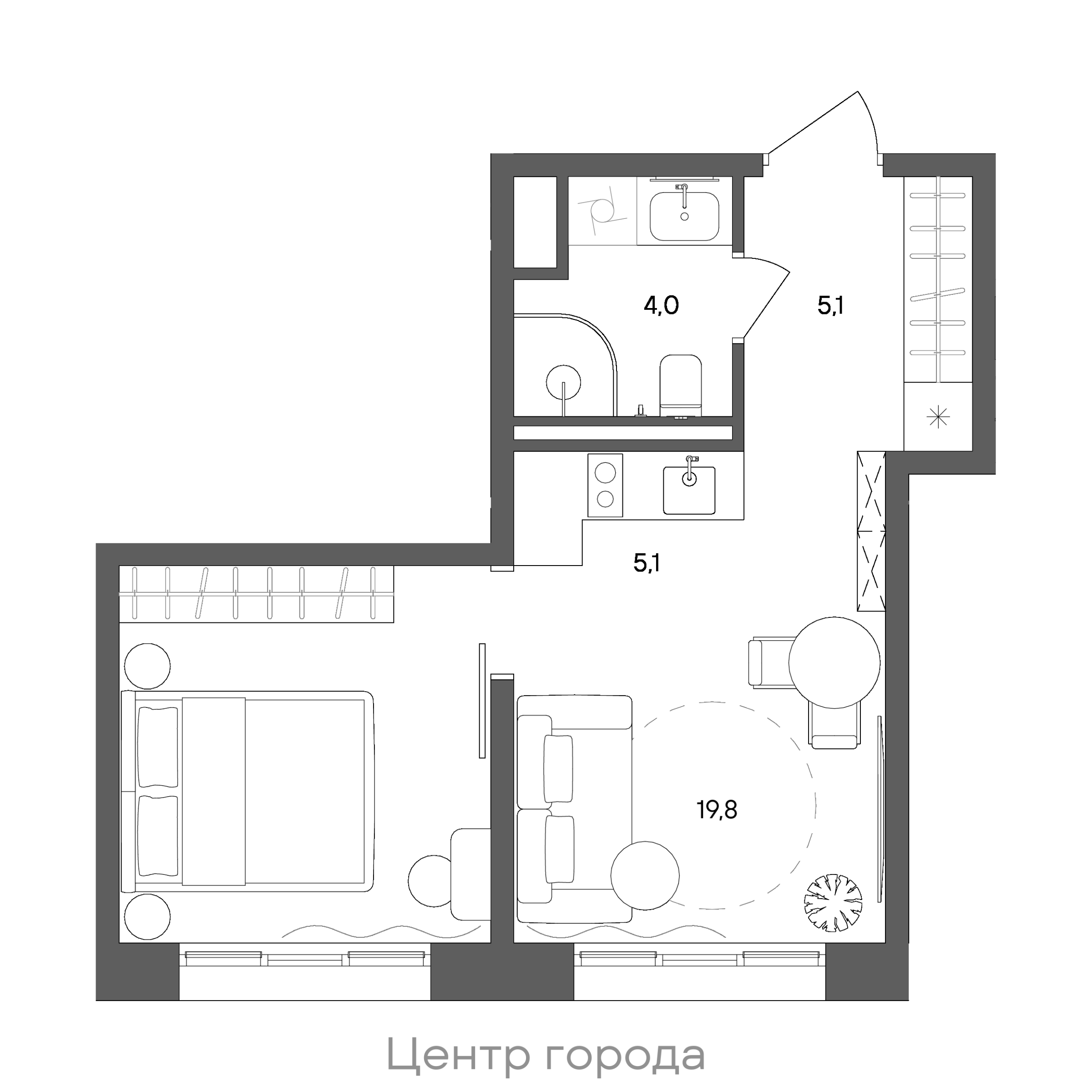 Официальная схема СТОУН Сокольники, 34 м²