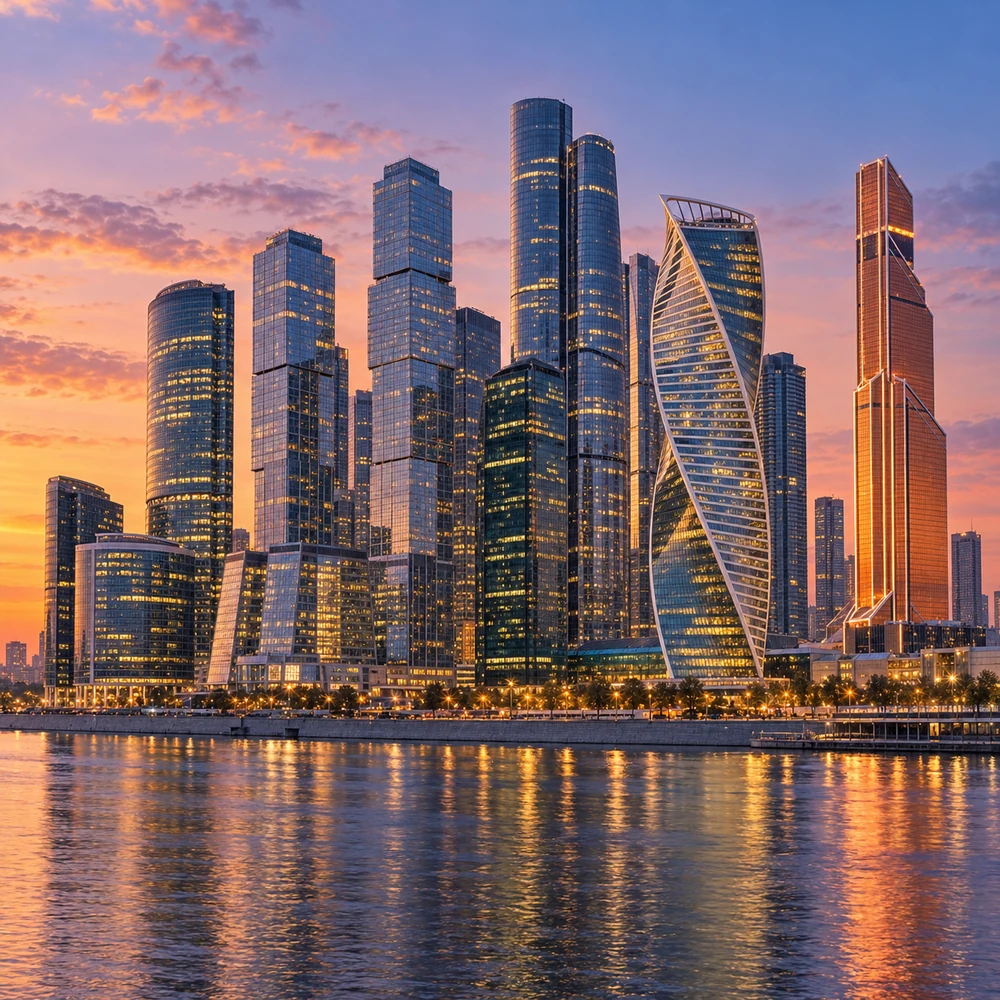 Москва-Сити — вечерний вид