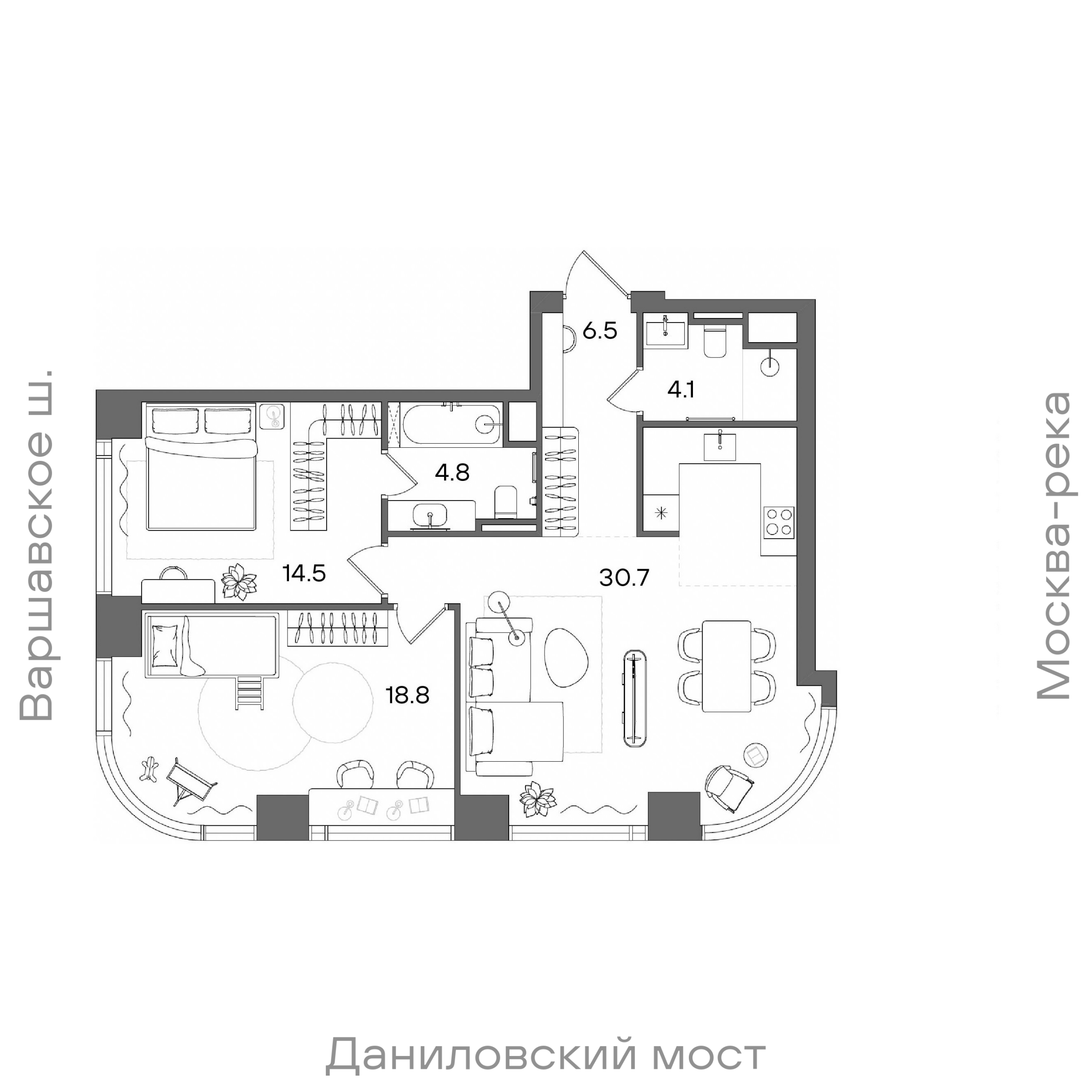 Официальная планировка STONE Blik, 79,4 м²