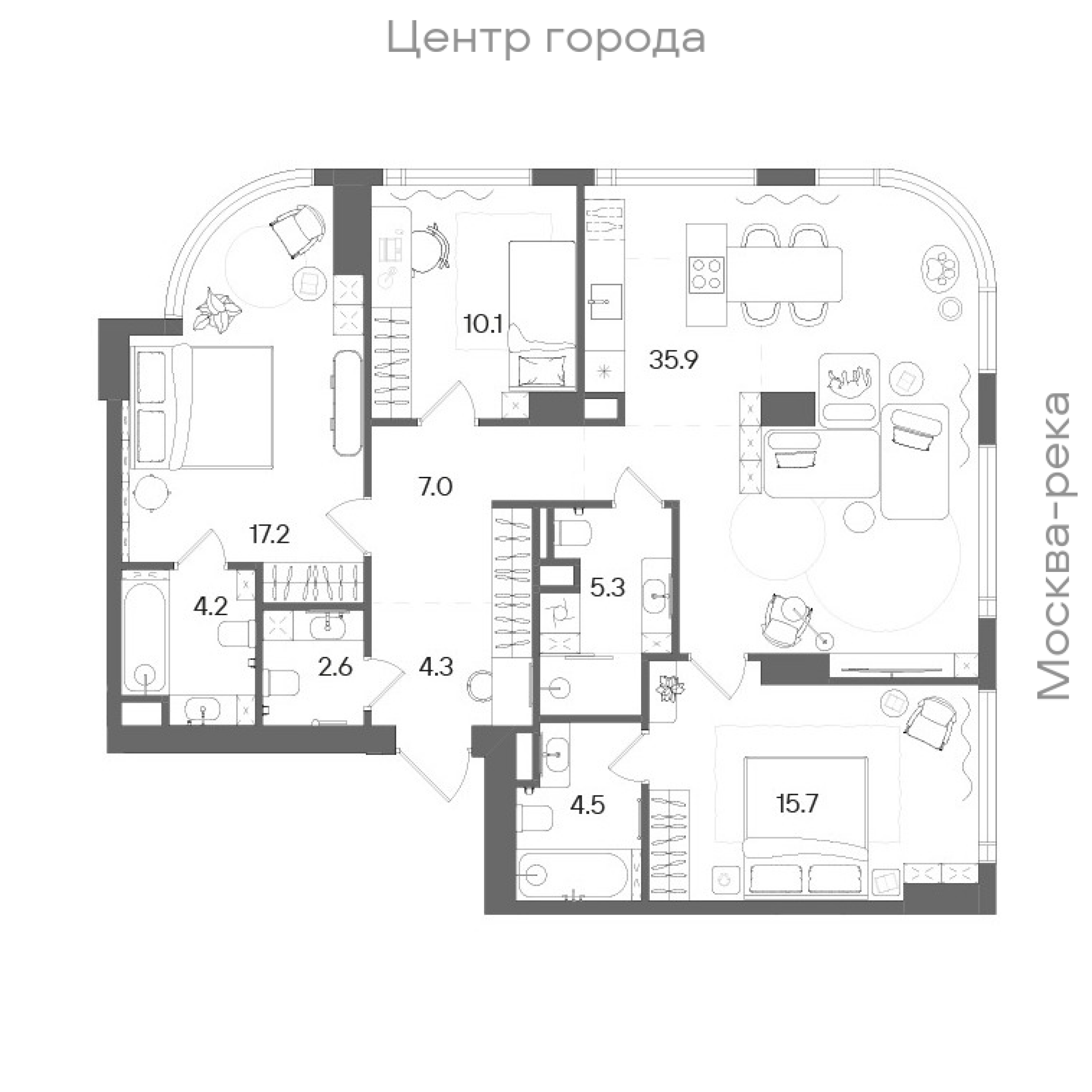 Официальная планировка STONE Blik, 106,8 м²