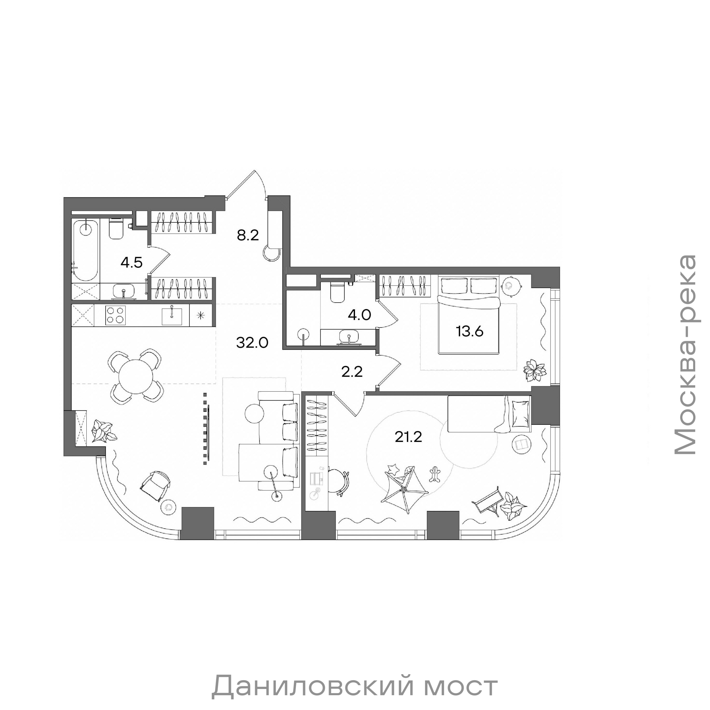 Официальная планировка STONE Blik, 85,7 м²
