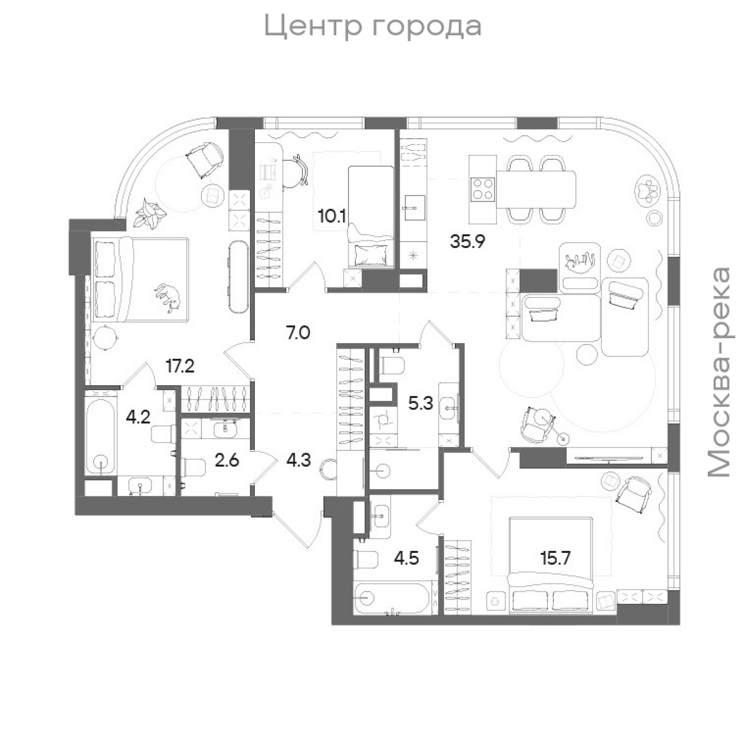 Официальная планировка STONE Blik, 106,8 м²