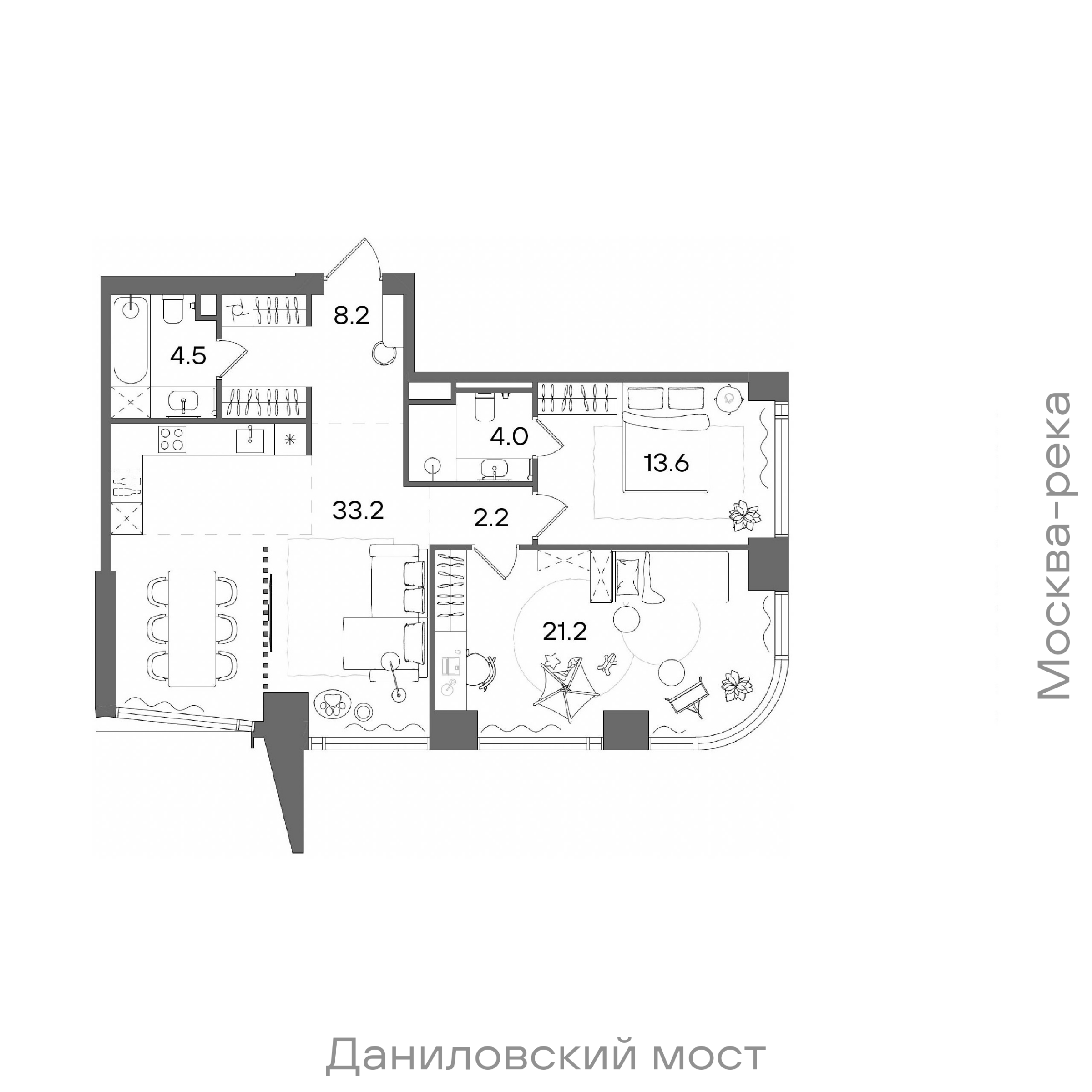 Официальная планировка STONE Blik, 86,9 м²