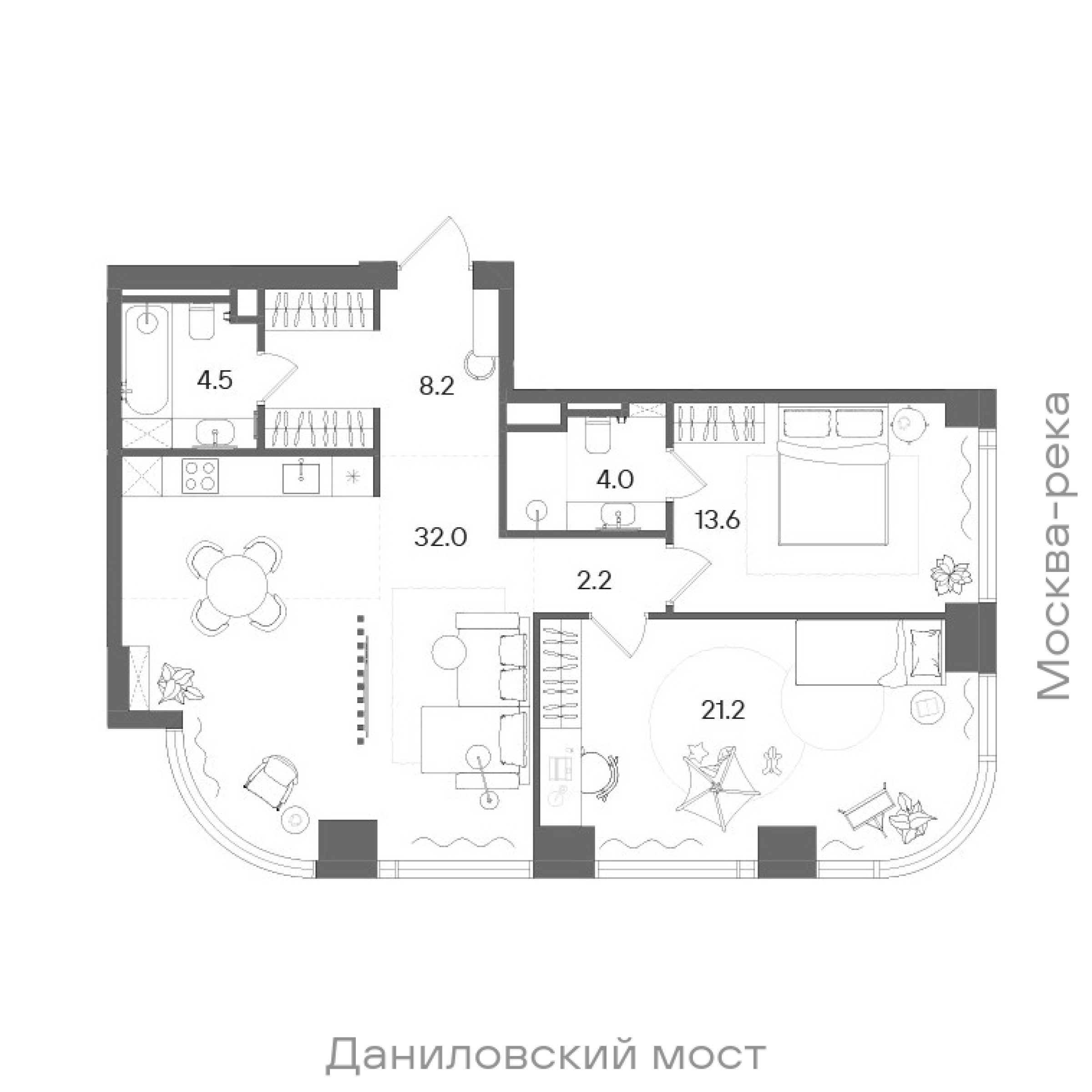 Официальная планировка STONE Blik, 85,7 м²