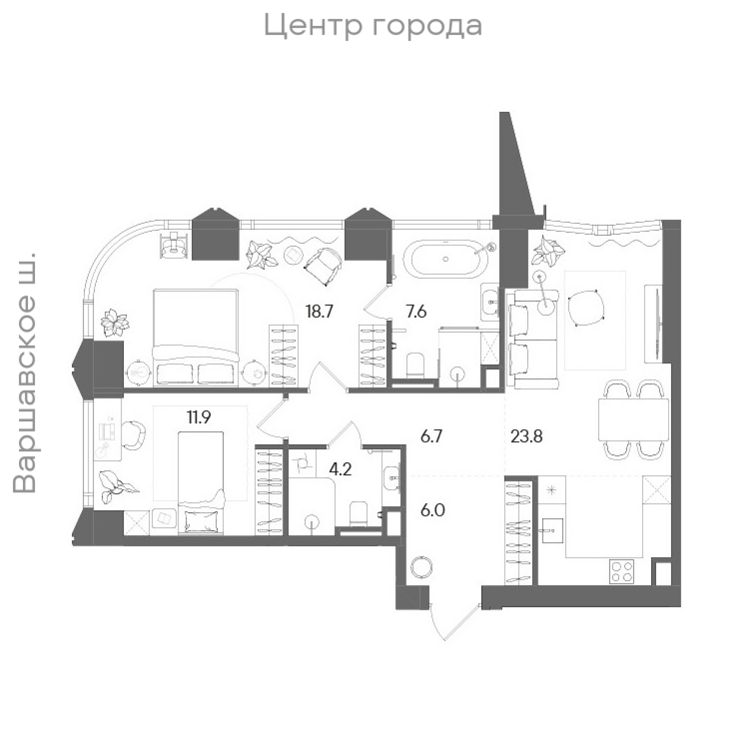 Официальная планировка STONE Blik, 78,9 м²