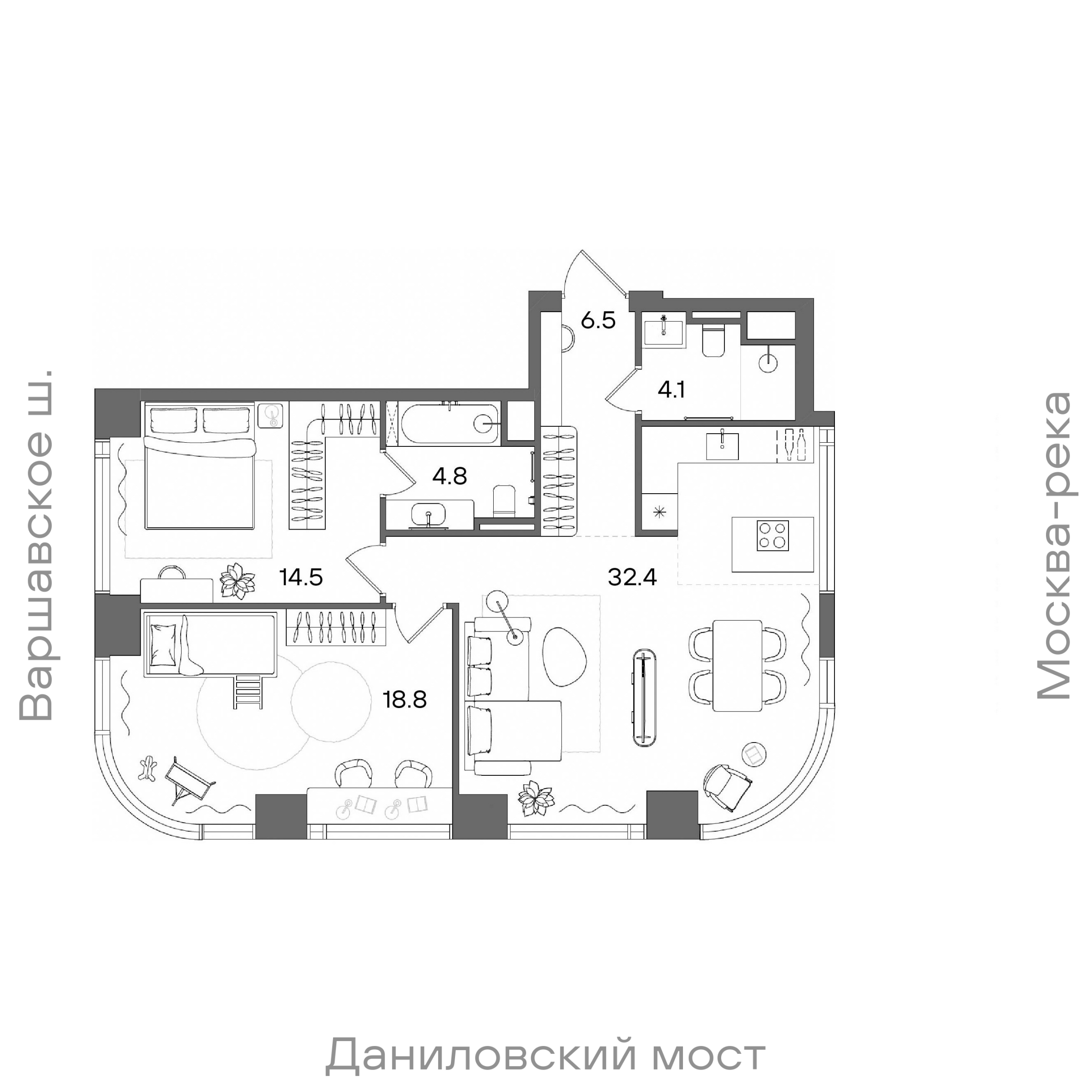 Официальная планировка STONE Blik, 81,1 м²