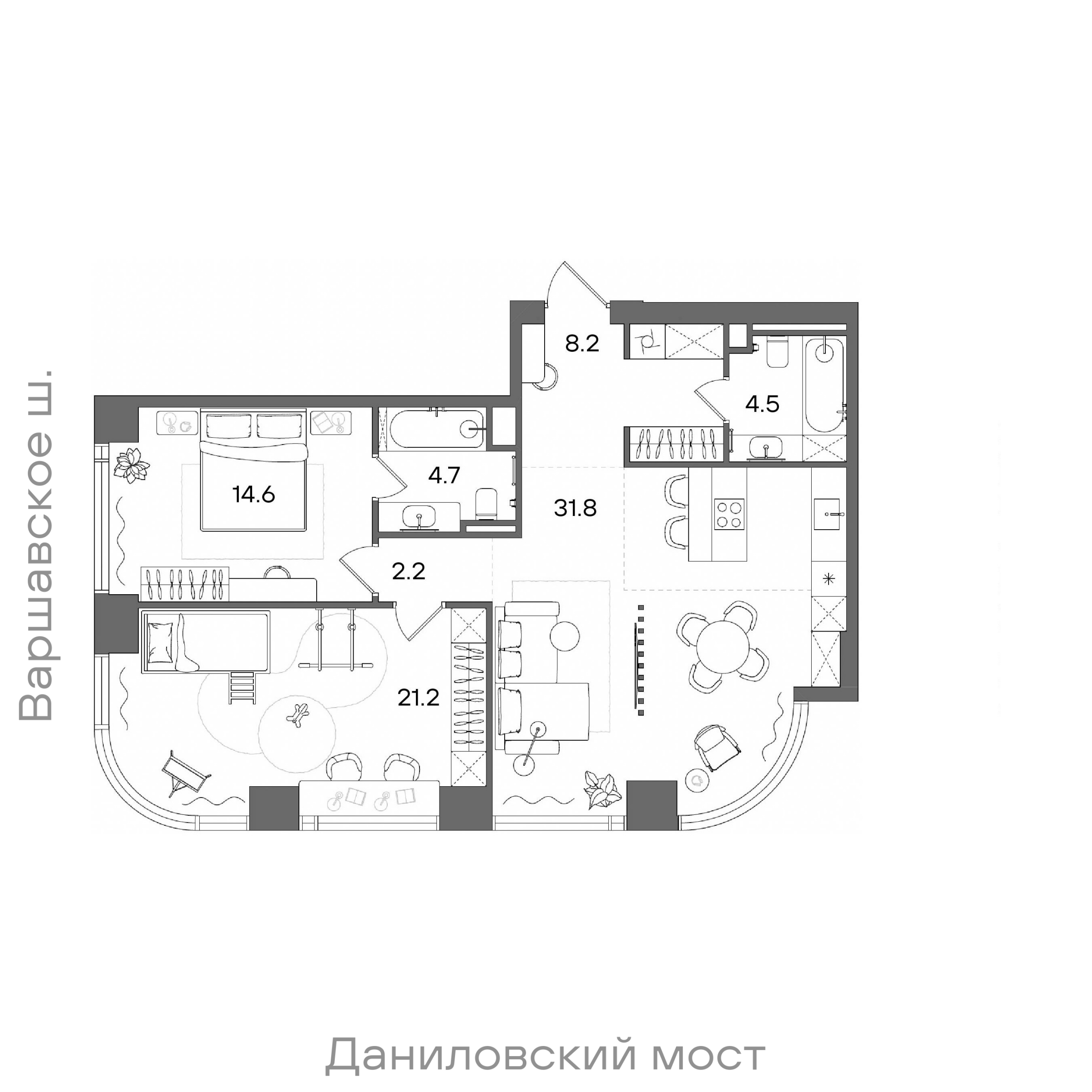 Официальная планировка STONE Blik, 87,2 м²