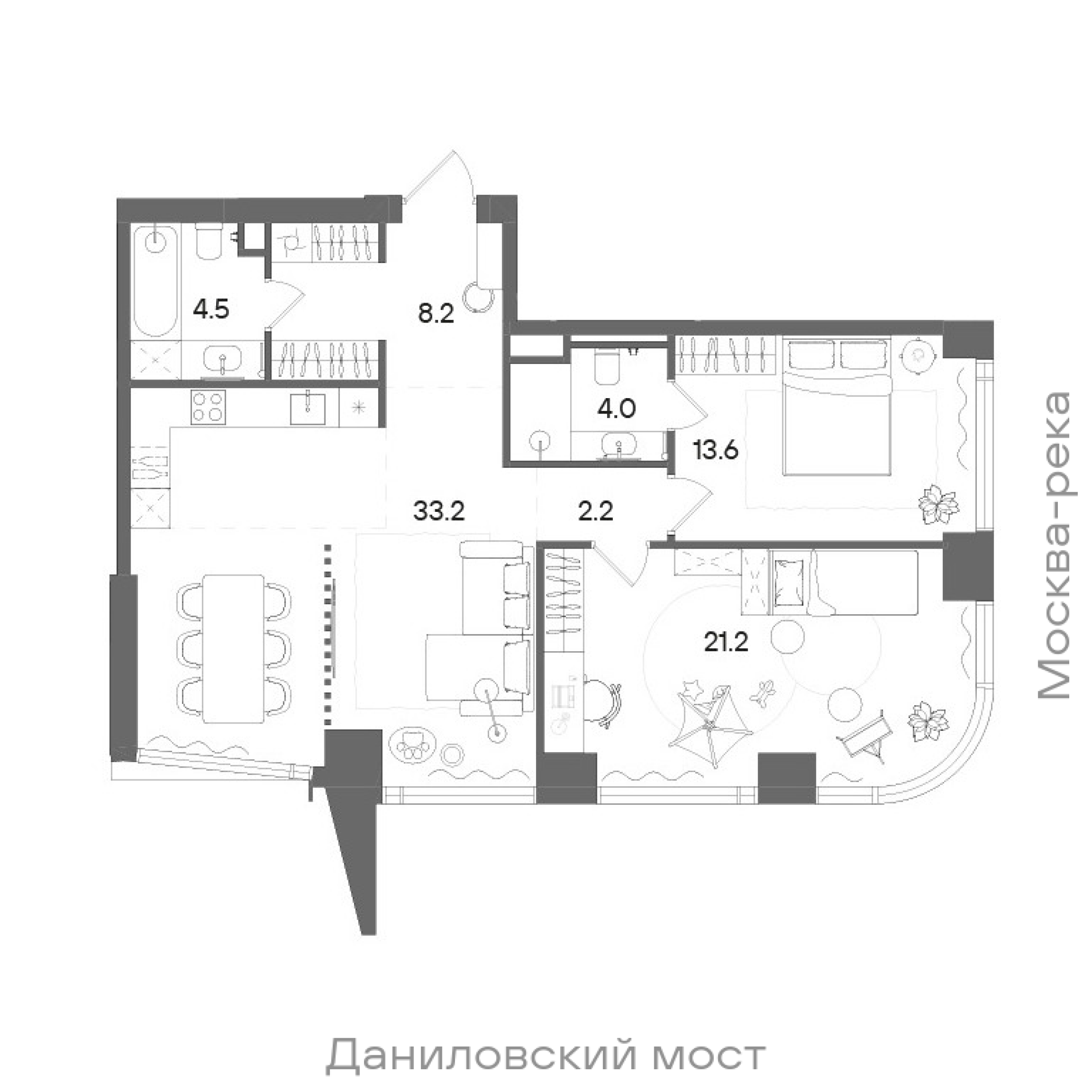 Официальная планировка STONE Blik, 86,9 м²