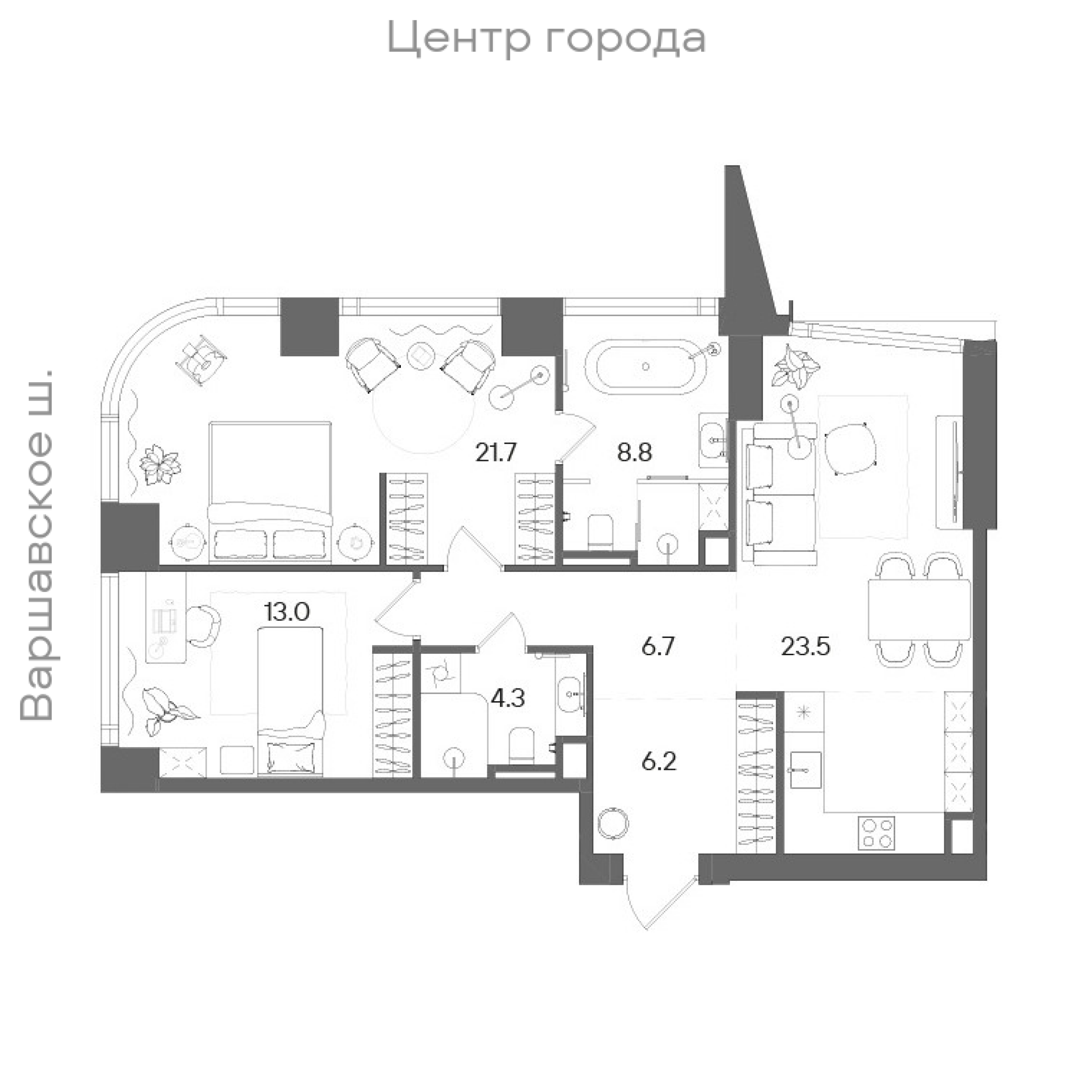 Официальная планировка STONE Blik, 84,1 м²