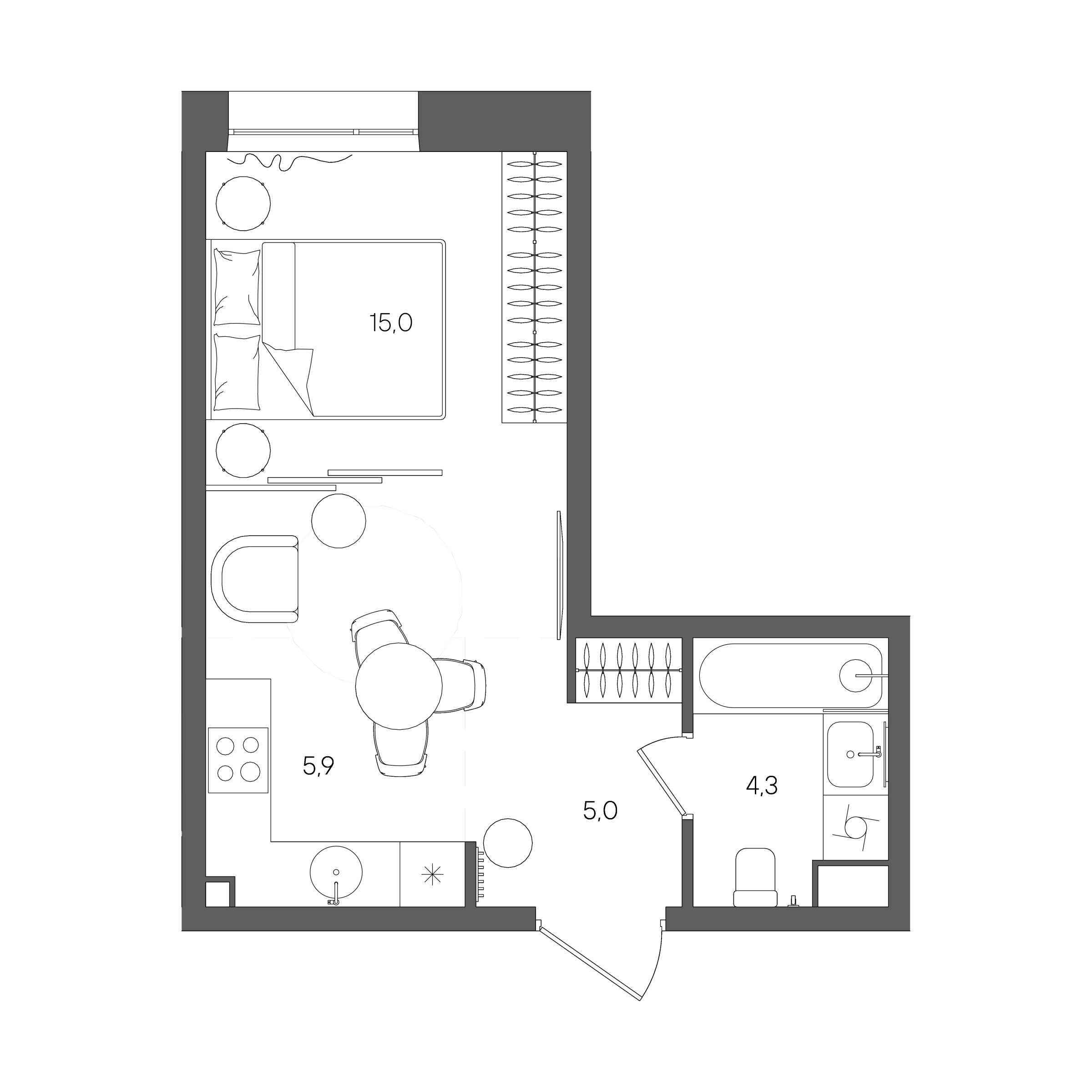Официальная планировка Стоун Райз, 30,2 м²
